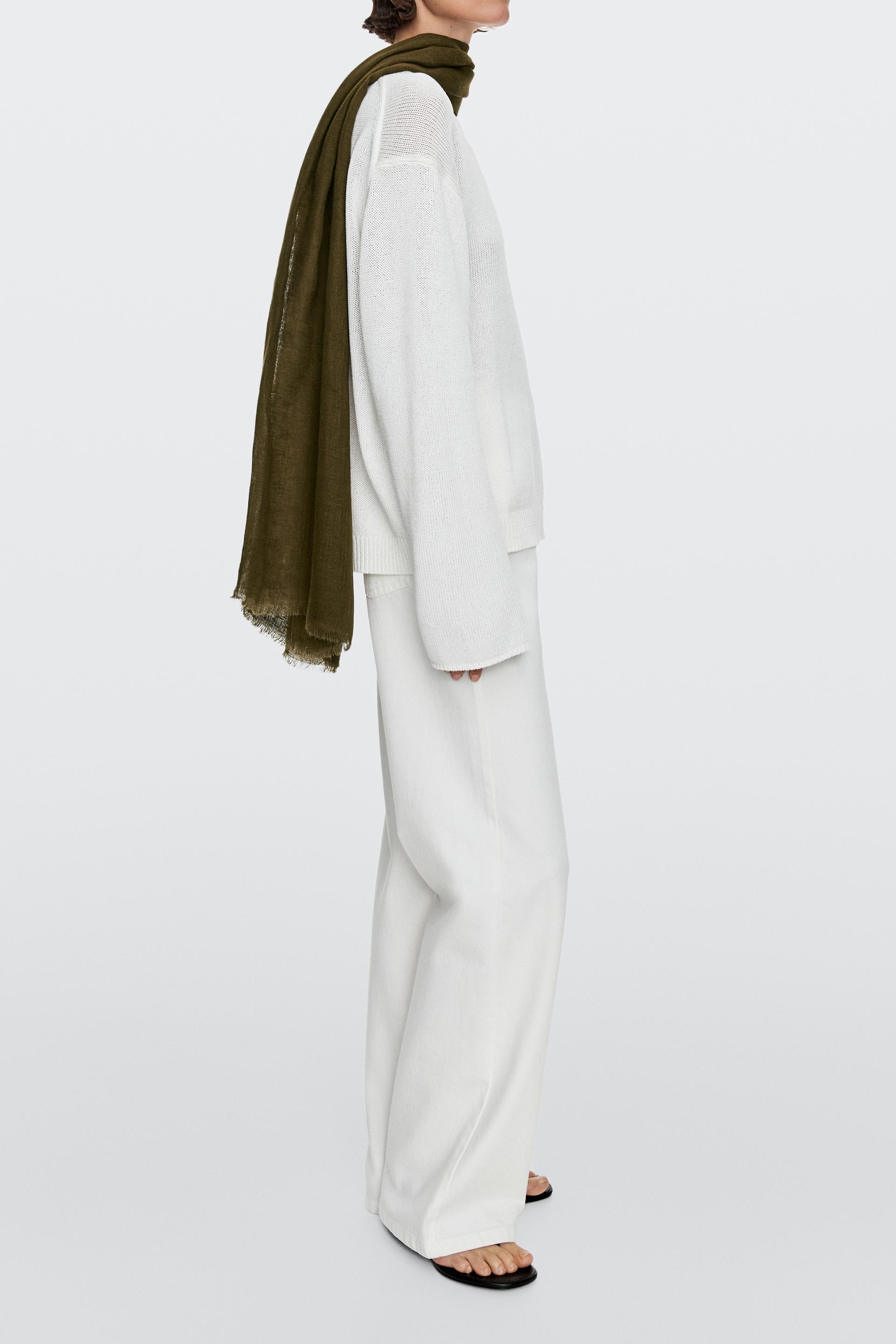Lenço Liso 100% De Linho - Verde - 01 - Massimo Dutti - Mulher