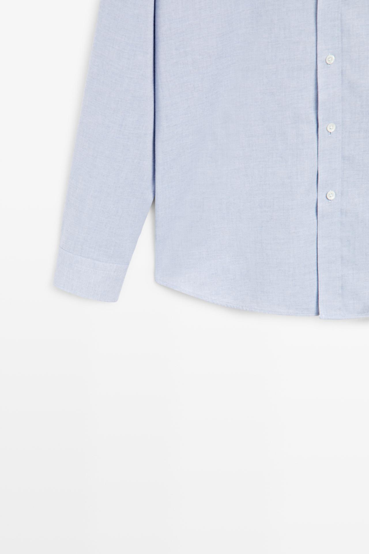 100% cotton regular fit melange twill shirt — Sky blue