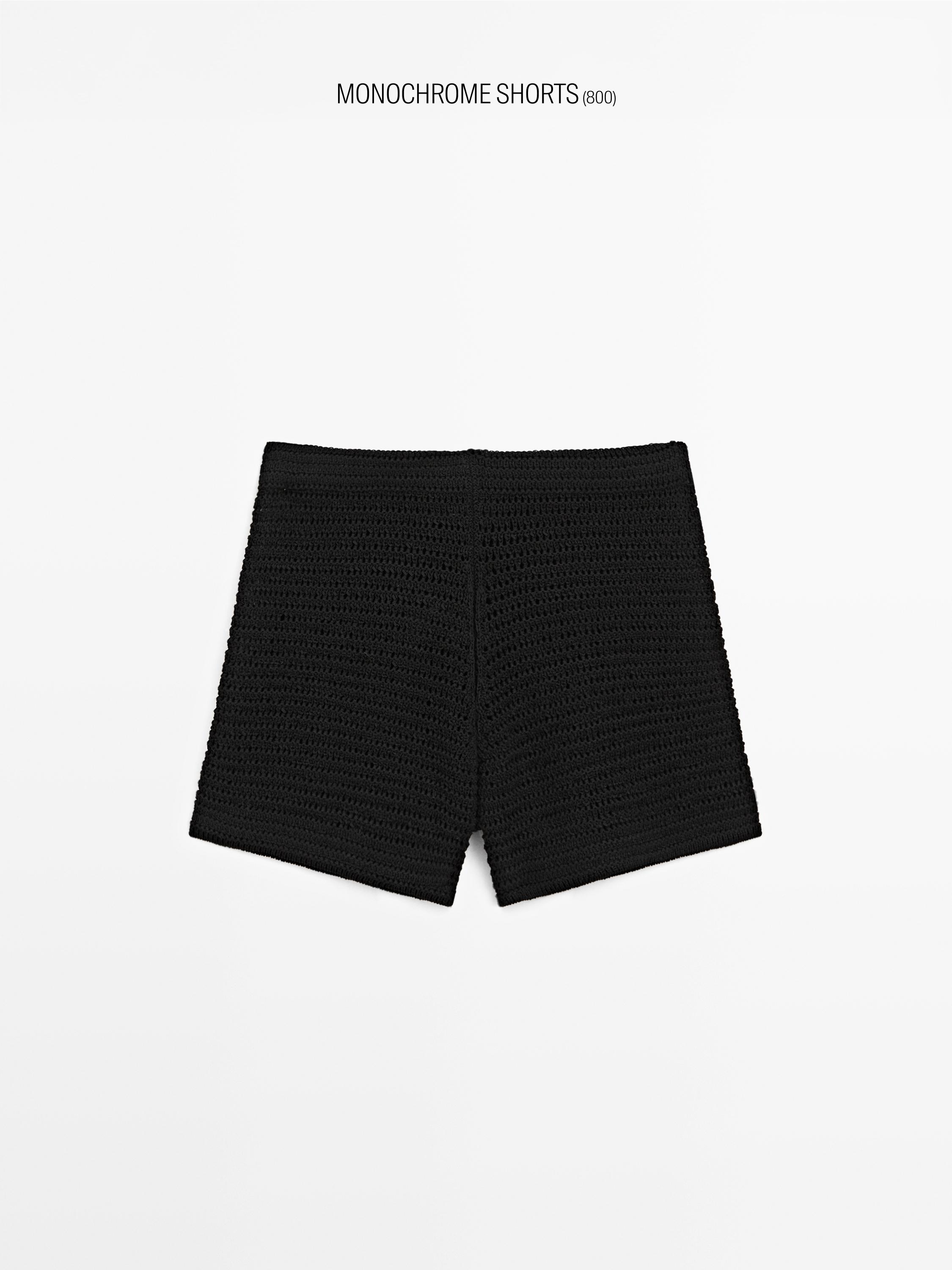 Short cotton blend knit Bermuda shorts — BLACK