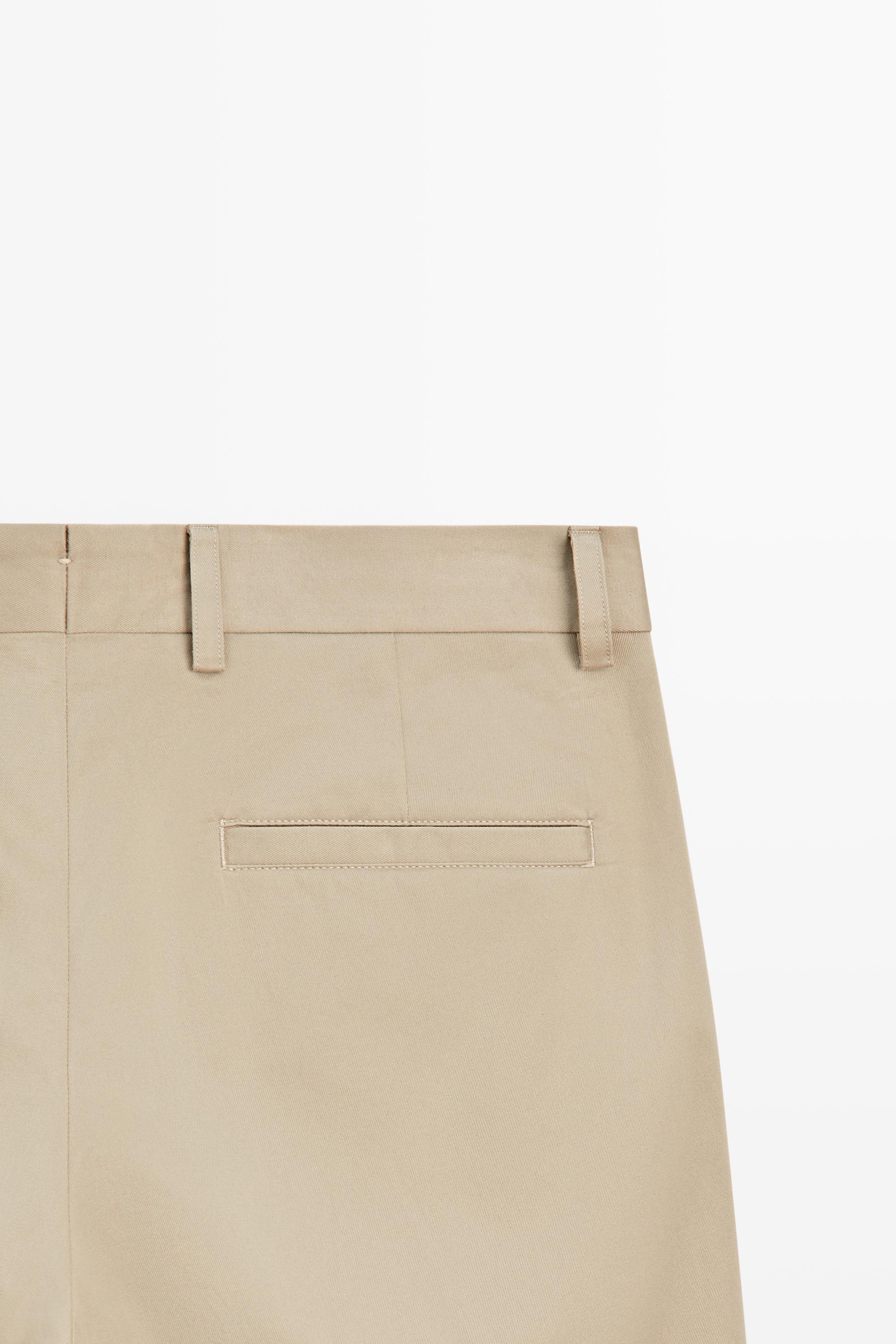 100% cotton wide-leg pants — KHAKI