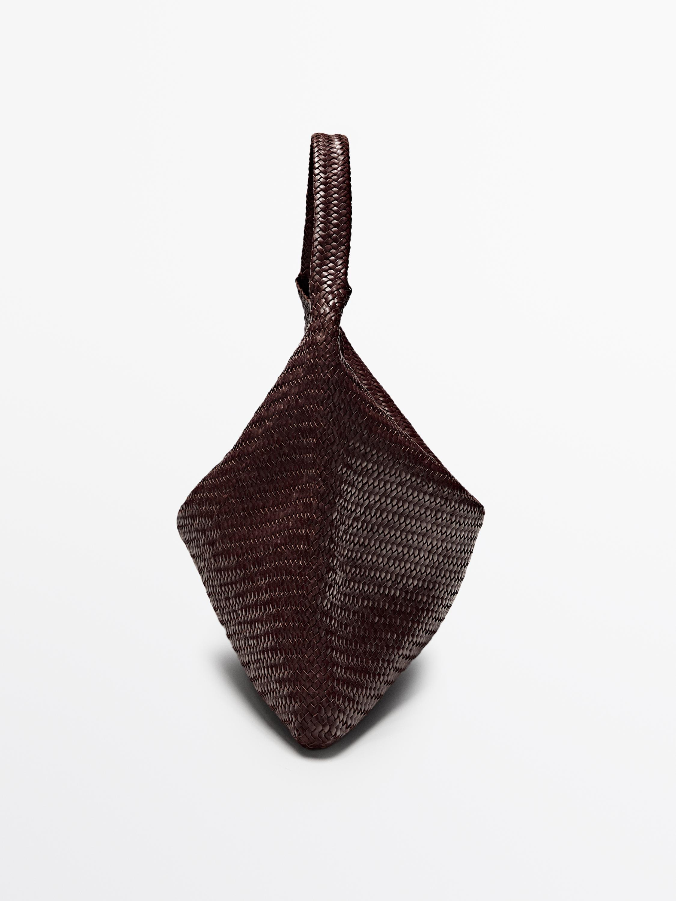 Nappa leather woven maxi tote bag
