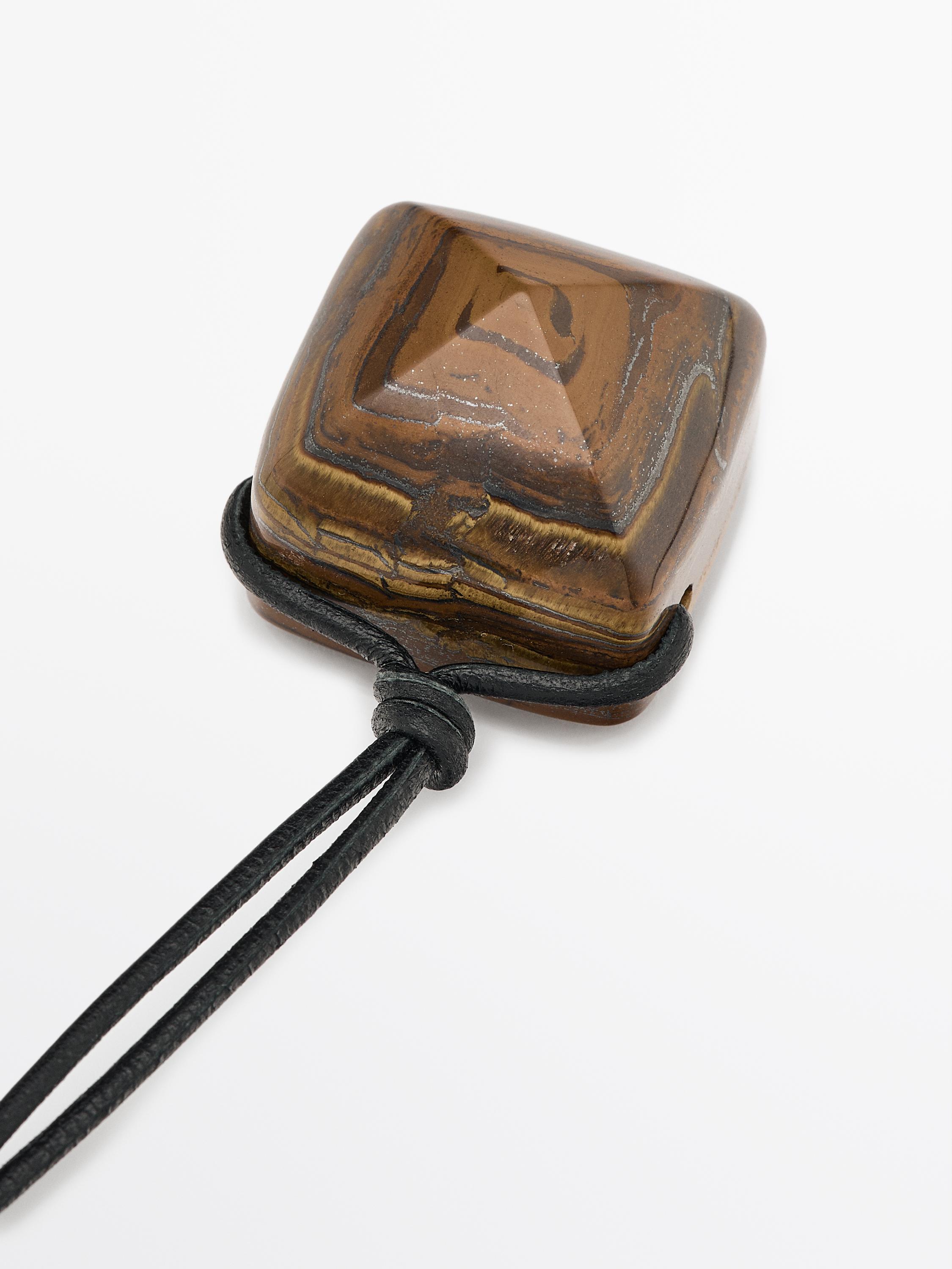 Leather cord necklace with tiger's eye stone