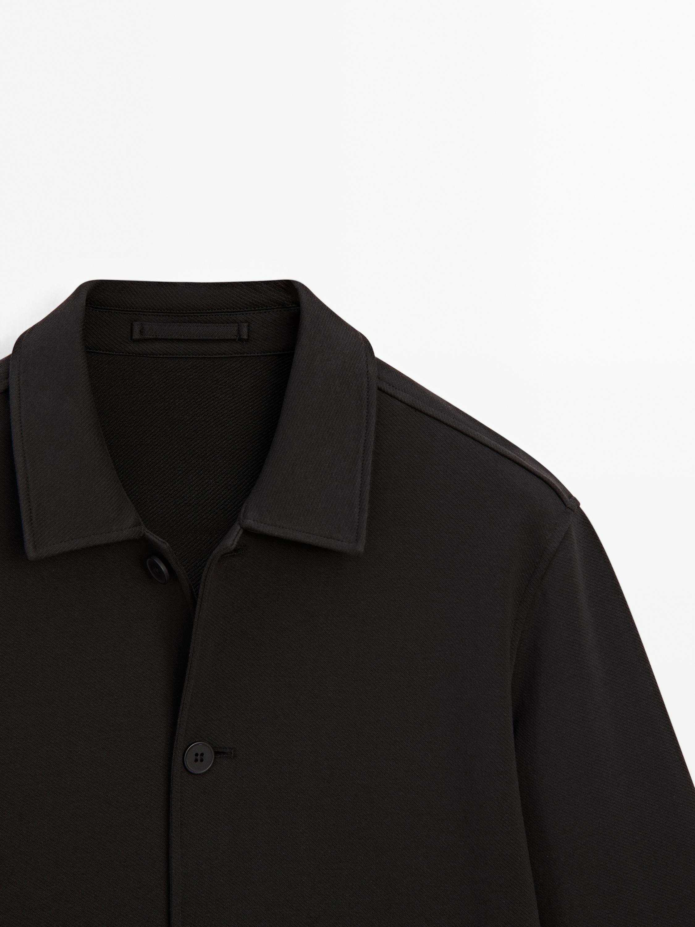 Cotton blend twill overshirt