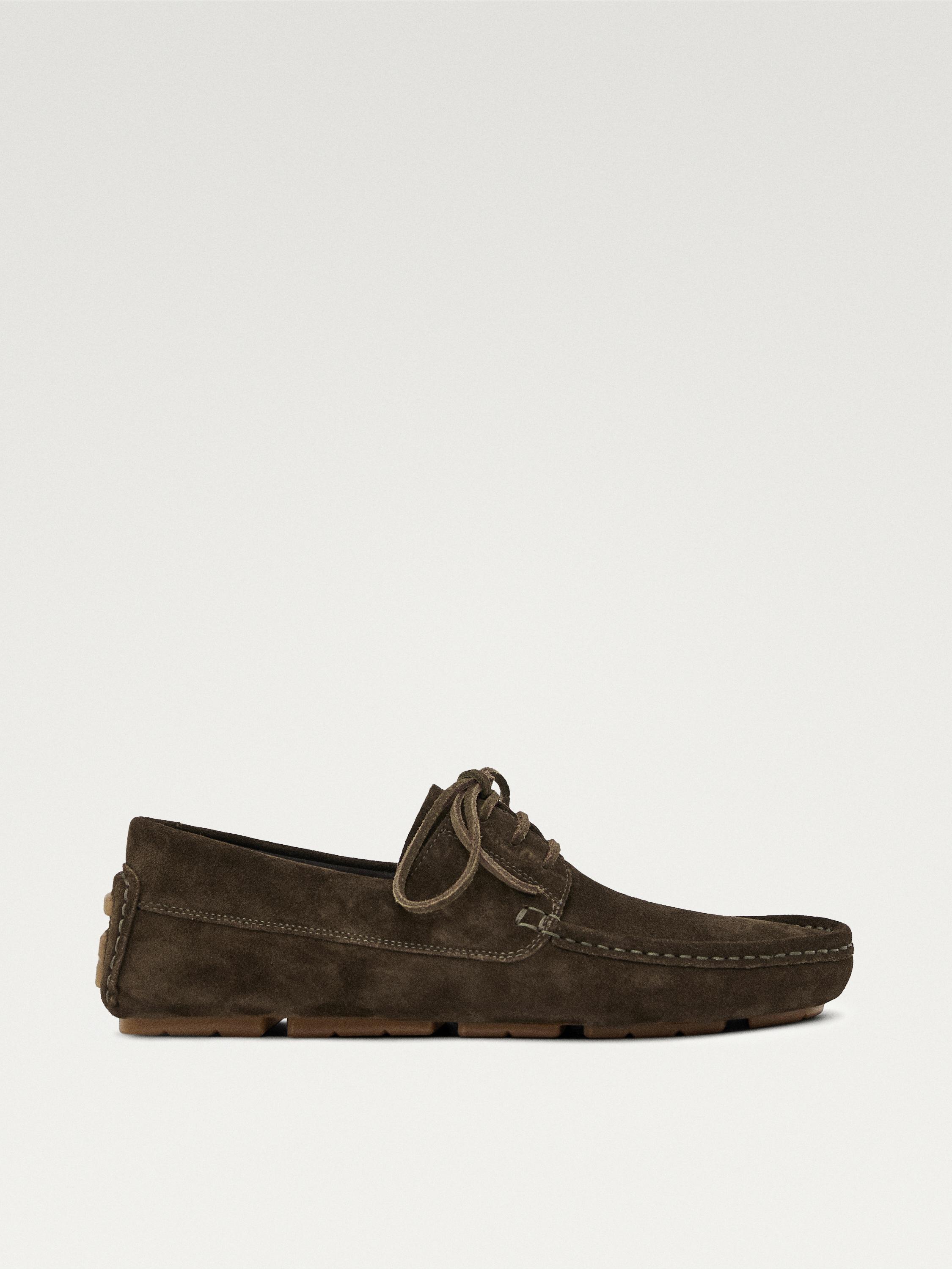 Split suede deck shoes