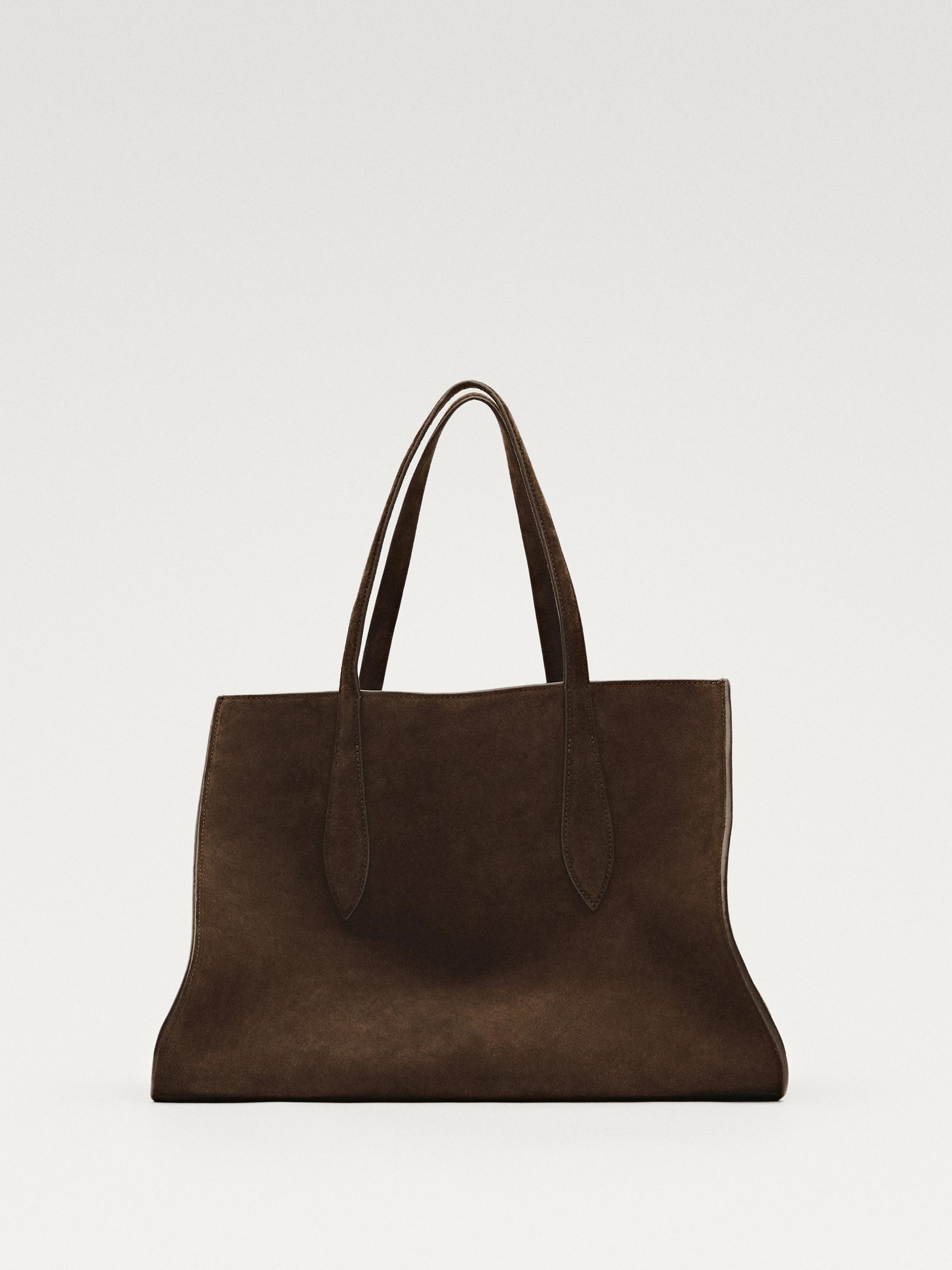 Split suede maxi tote bag