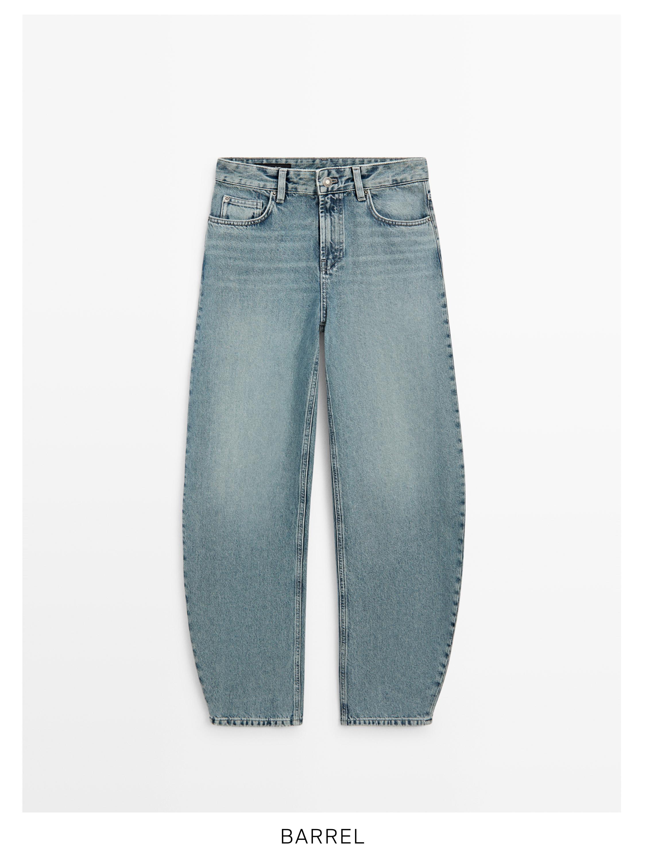 High-waist barrel fit jeans — Light Blue