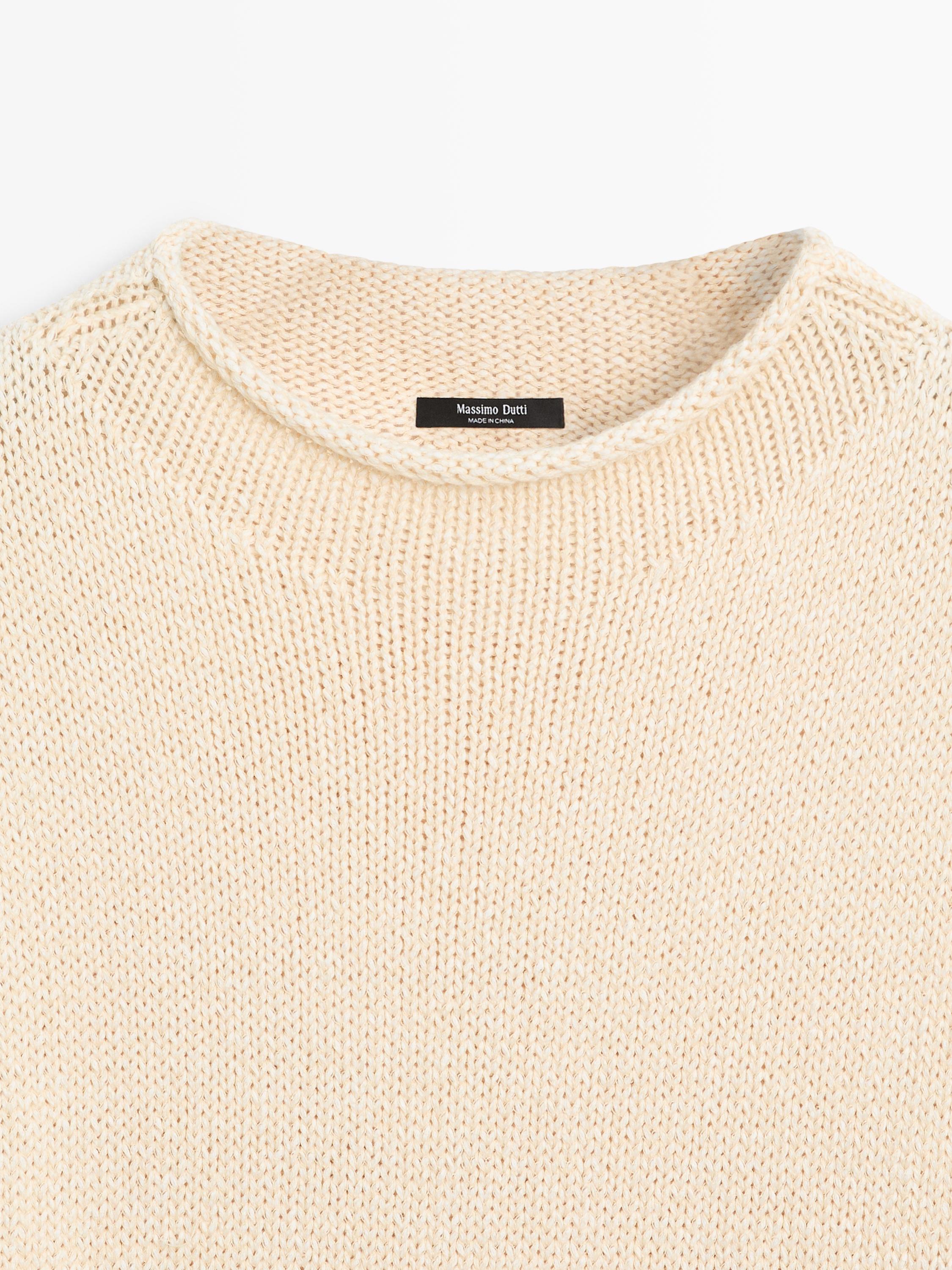 Cotton blend knit vest — CREAM