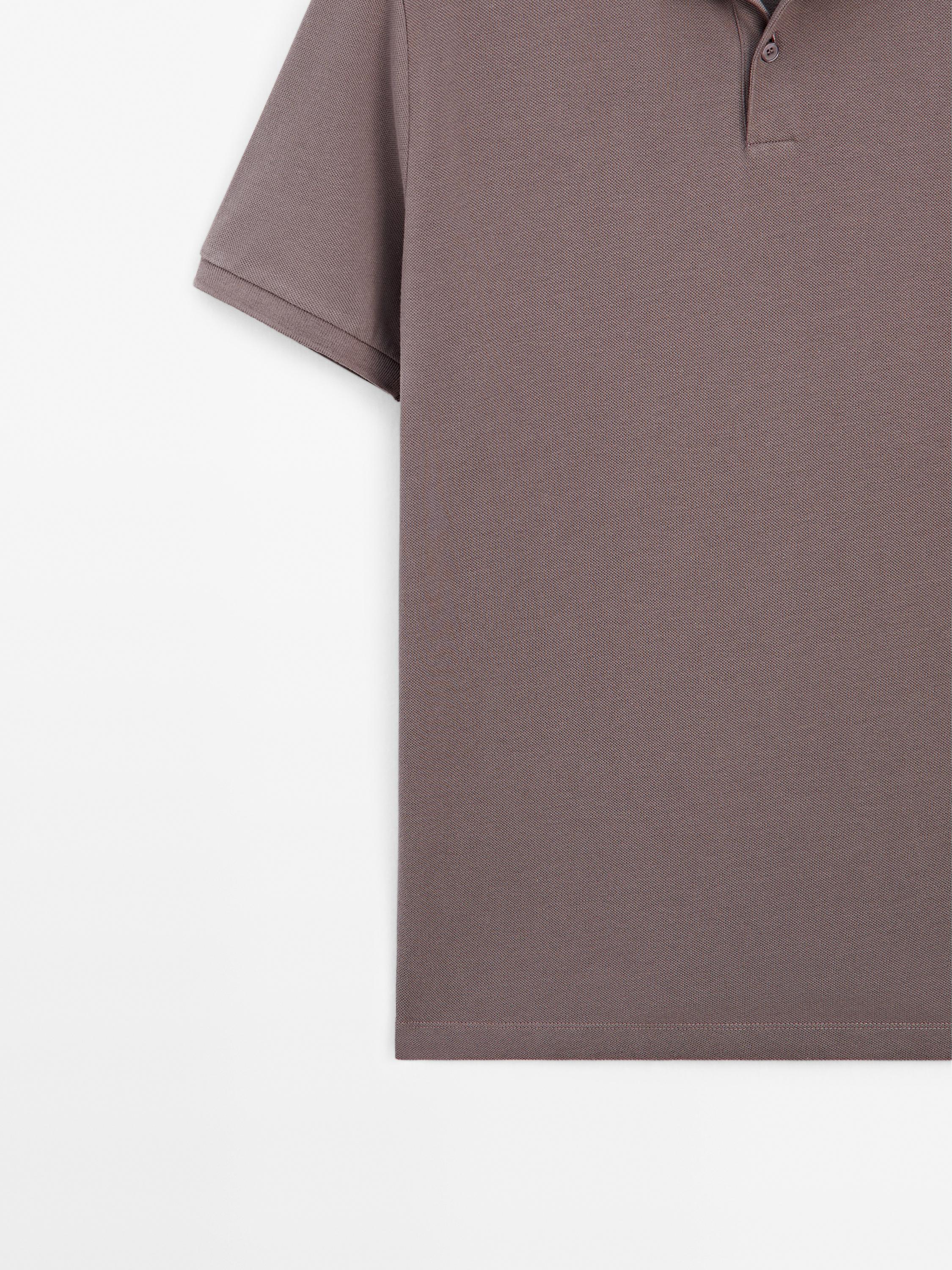 Micro textured piqué cotton polo shirt