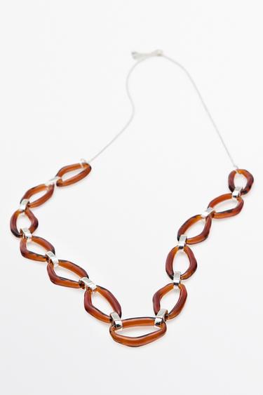 Glass link necklace — Caramel 2