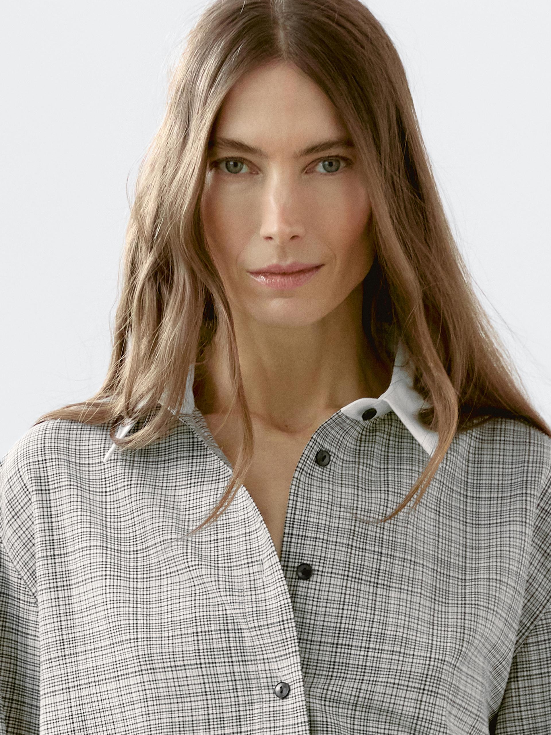 Chemise À Carreaux Coton Mélangé - Blanc - M - Massimo Dutti - Femme