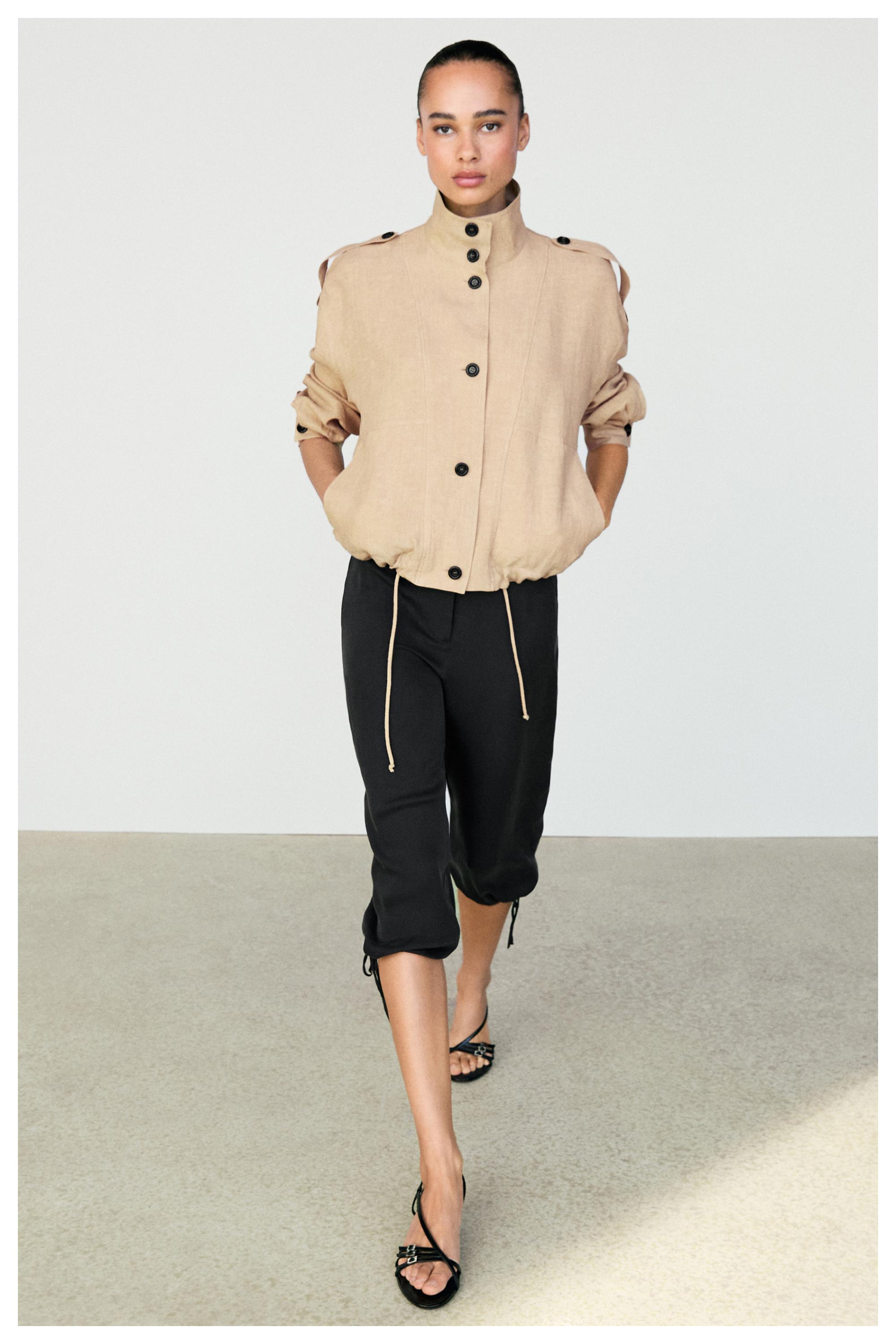 100% linen fluid bomber jacket — MUSTARD YELLOW