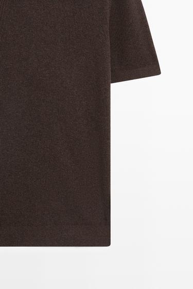 Cotton blend knit polo sweater — BROWN 7