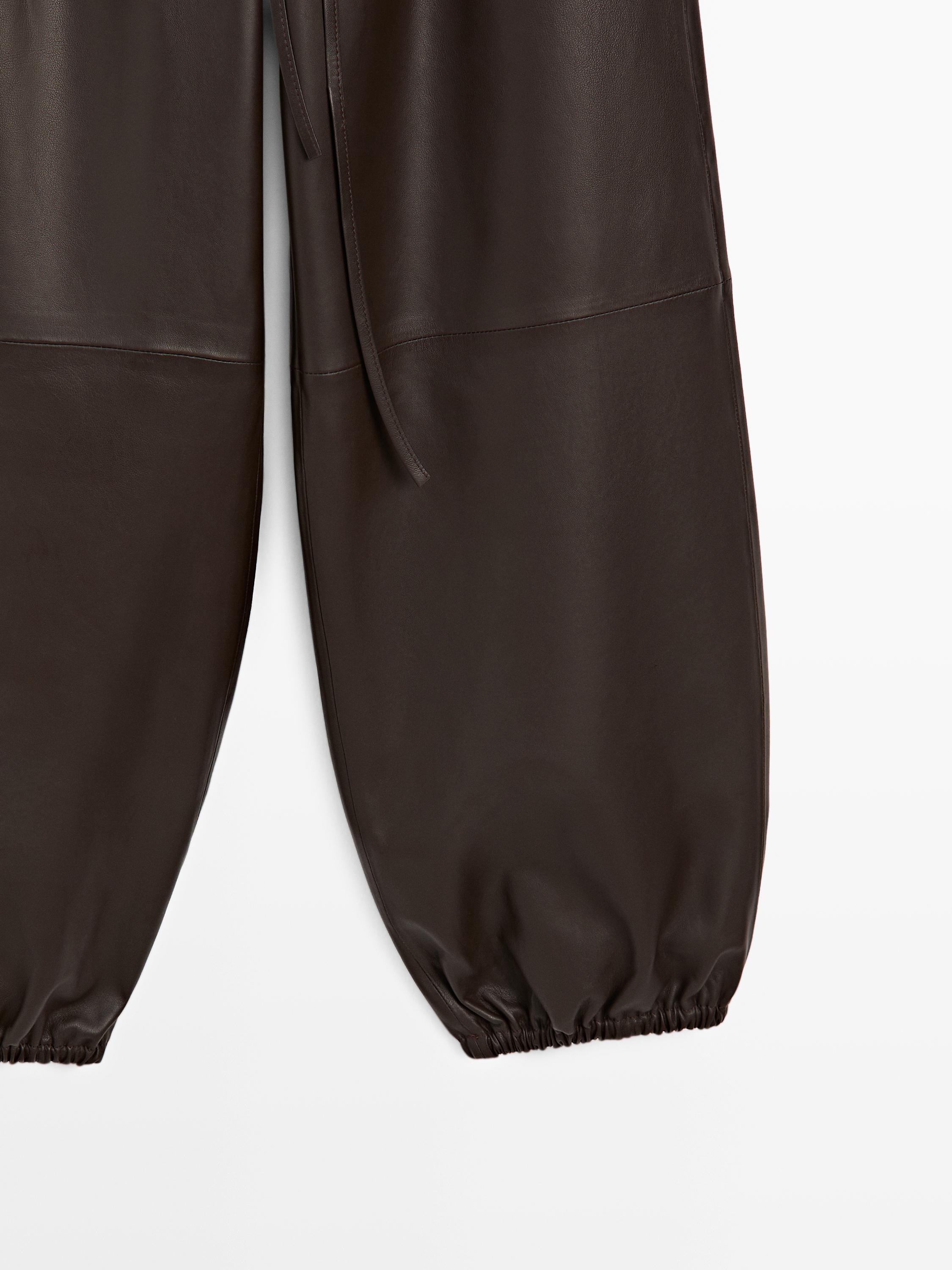 Nappa leather sarouel trousers — BROWN