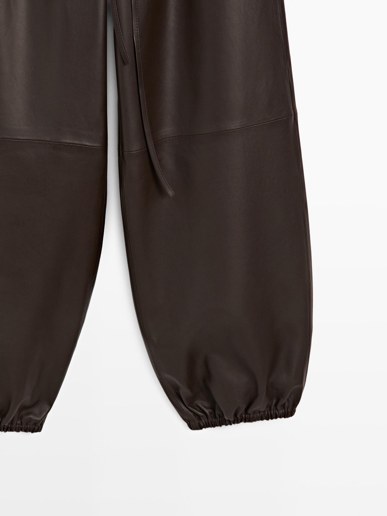 Nappa leather sarouel trousers — BROWN