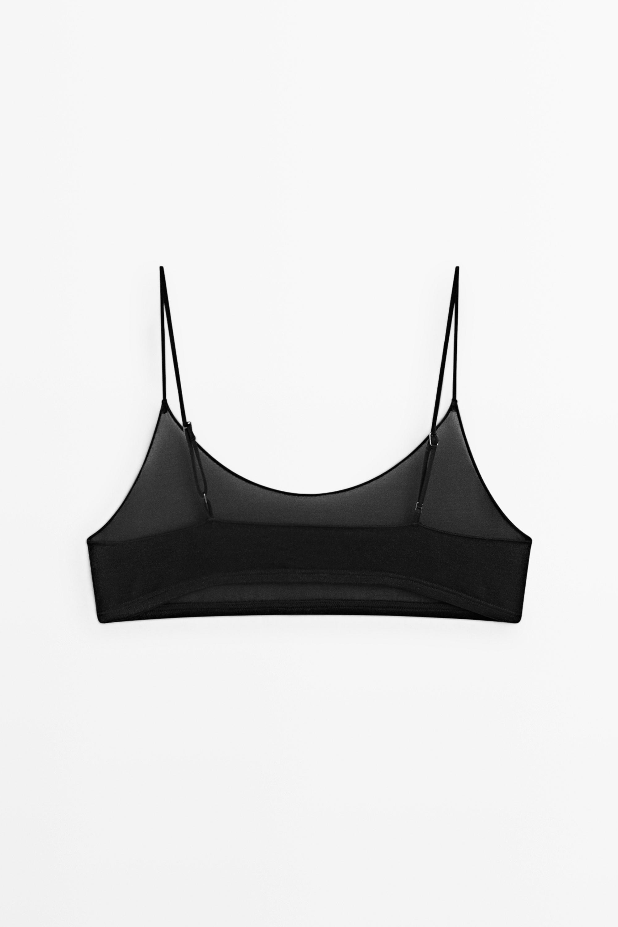 Semi-sheer top with metallic detail — BLACK
