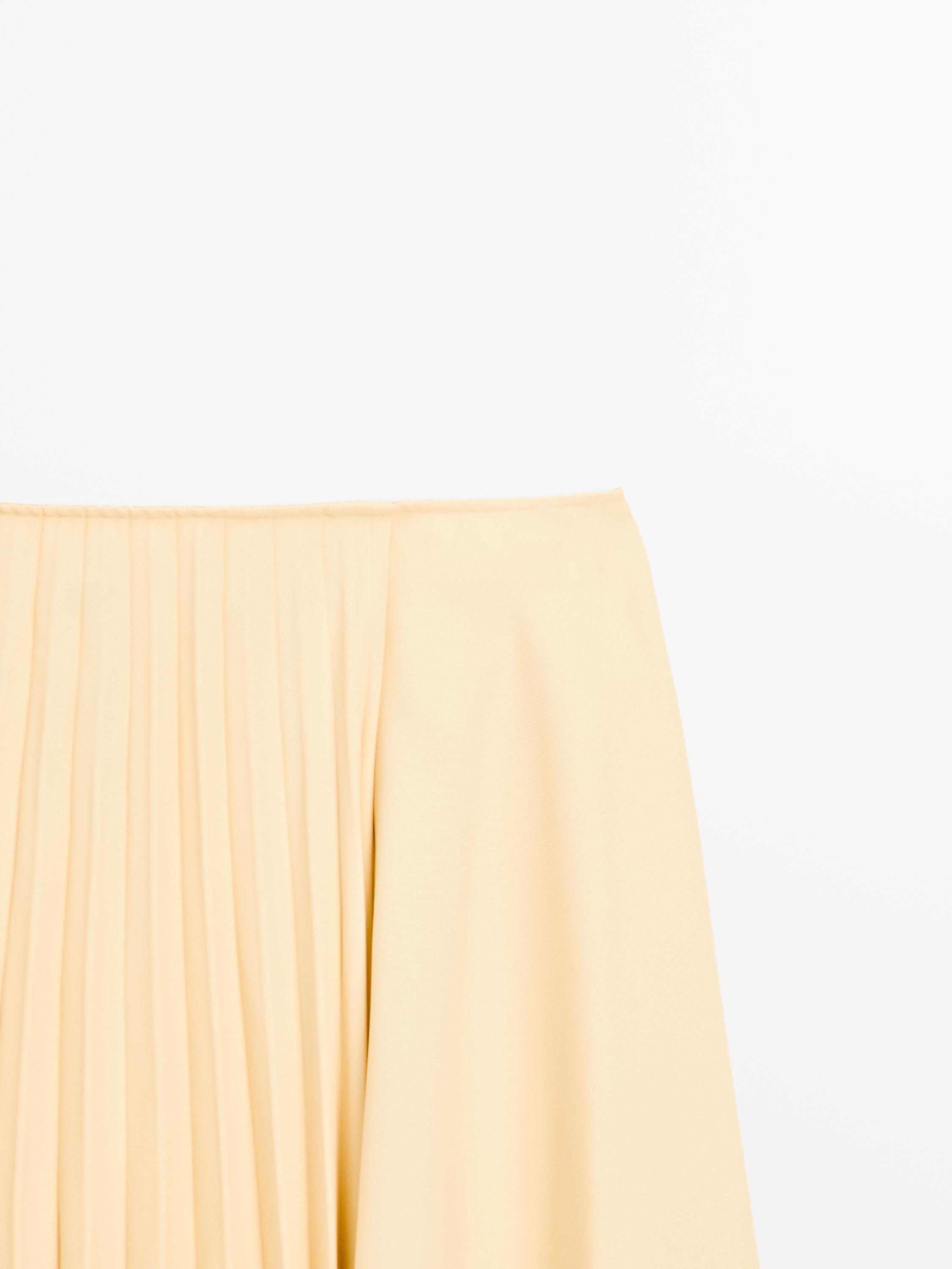 Denim midi skirt with plank detail