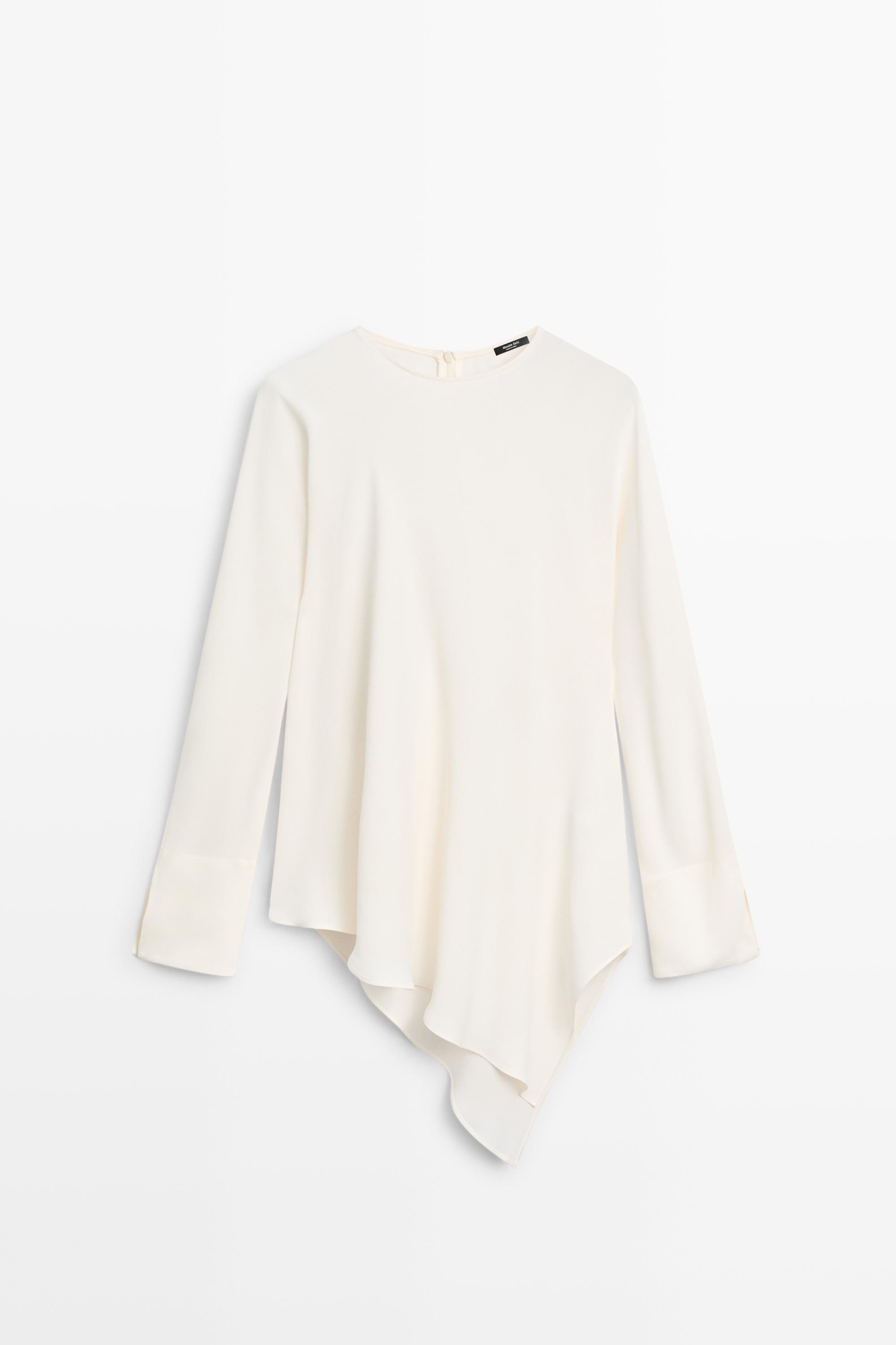 Fluid asymmetric blouse with batwing sleeve by Massimo Dutti