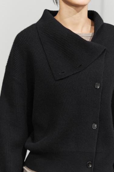 Cashmere blend button detail cardigan — BLACK 8
