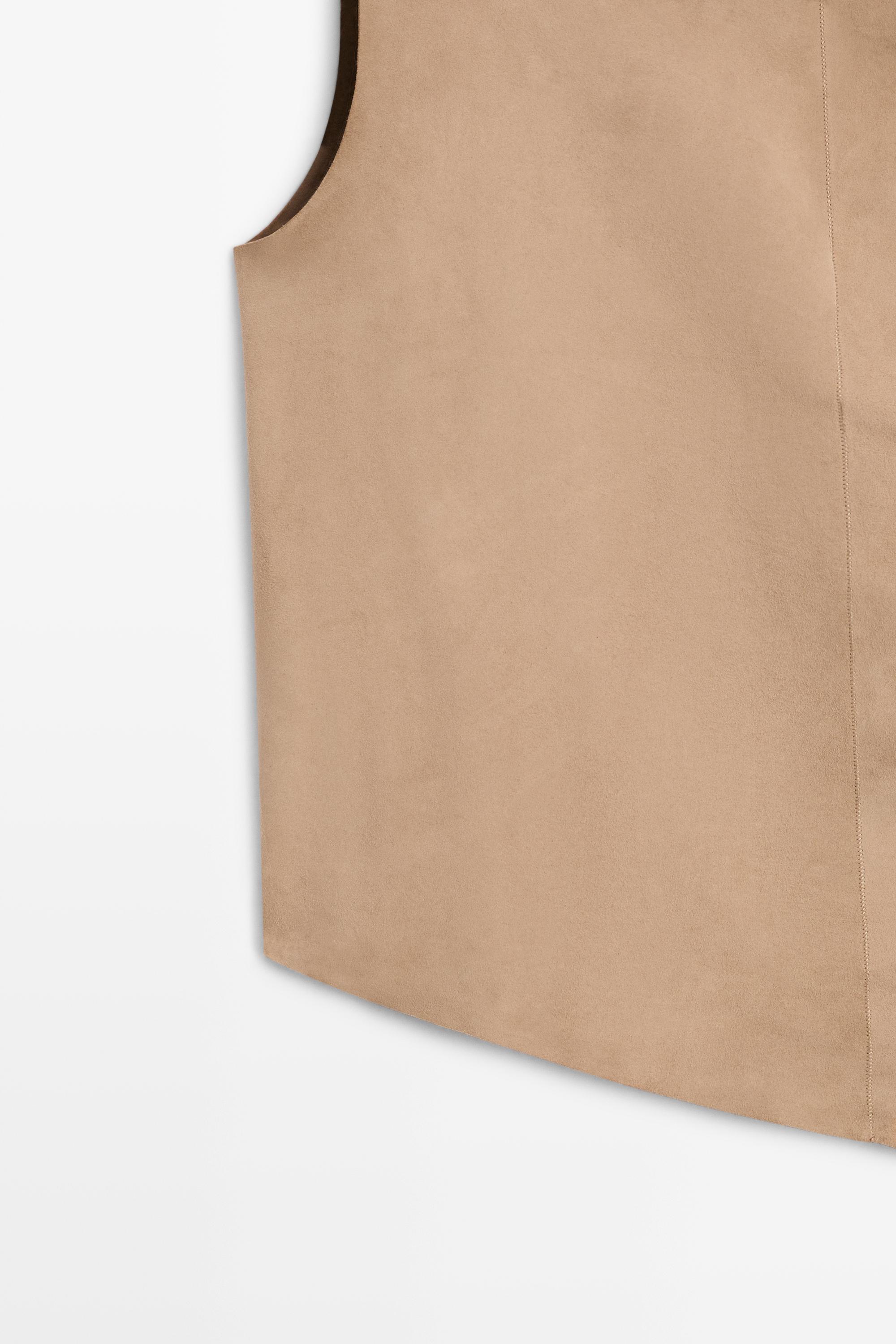 Asymmetric suede top - STUDIO — STONE