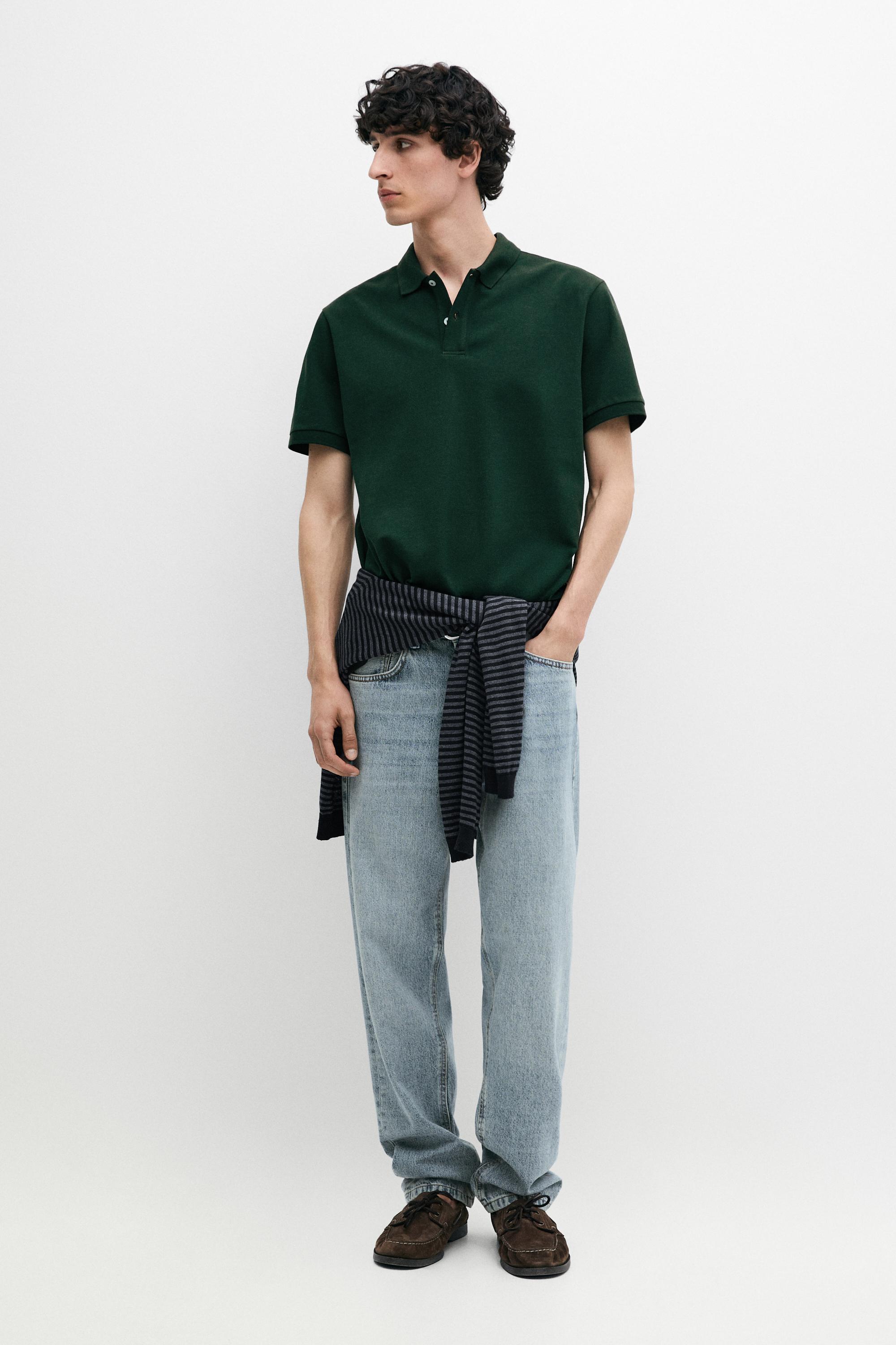 Micro-textured cotton piqué polo shirt — BOTTLE