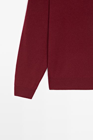 Knit 100% cashmere round neck sweater — DARK PINK 7