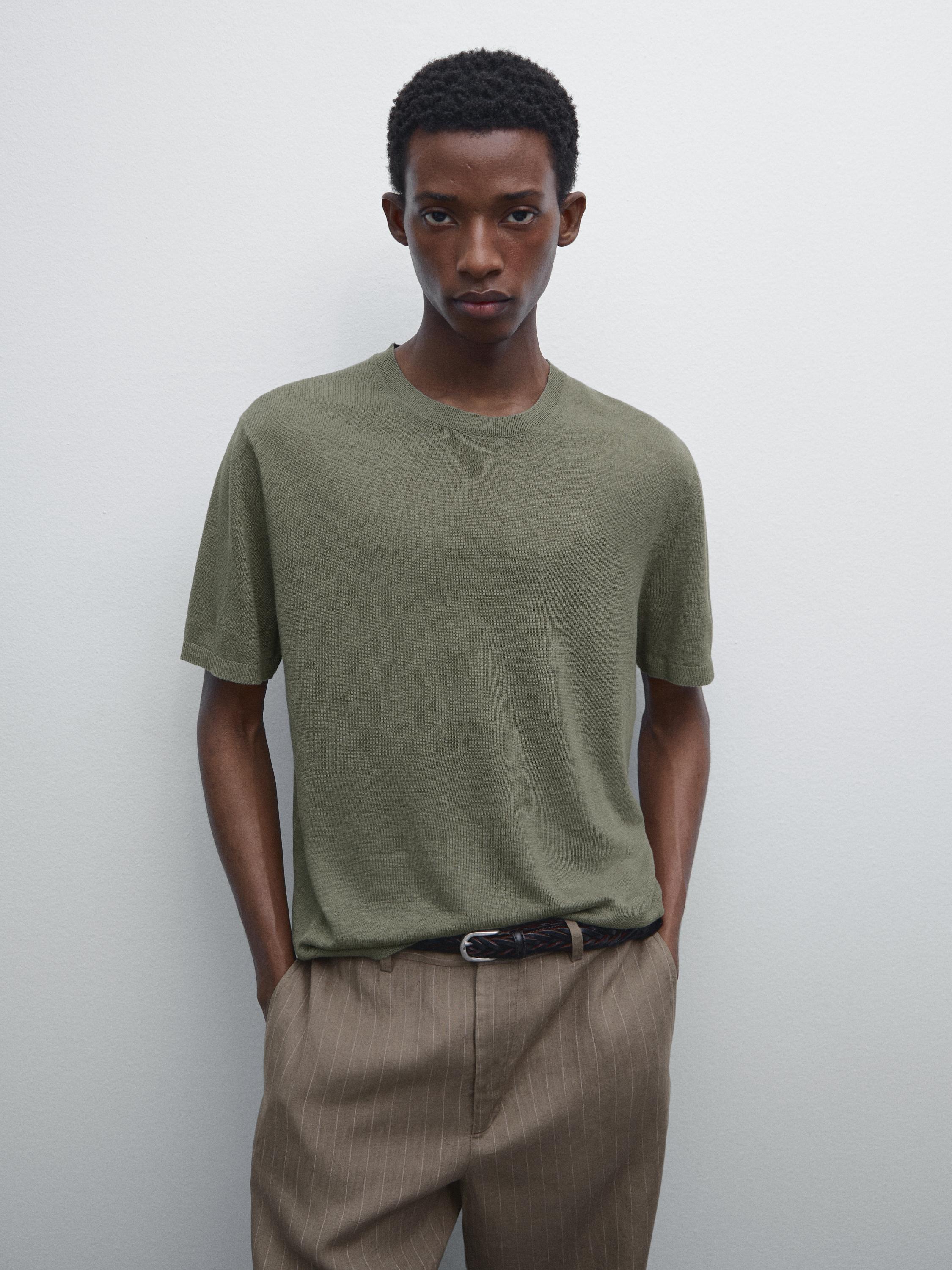 100% linen short sleeve knit T-shirt