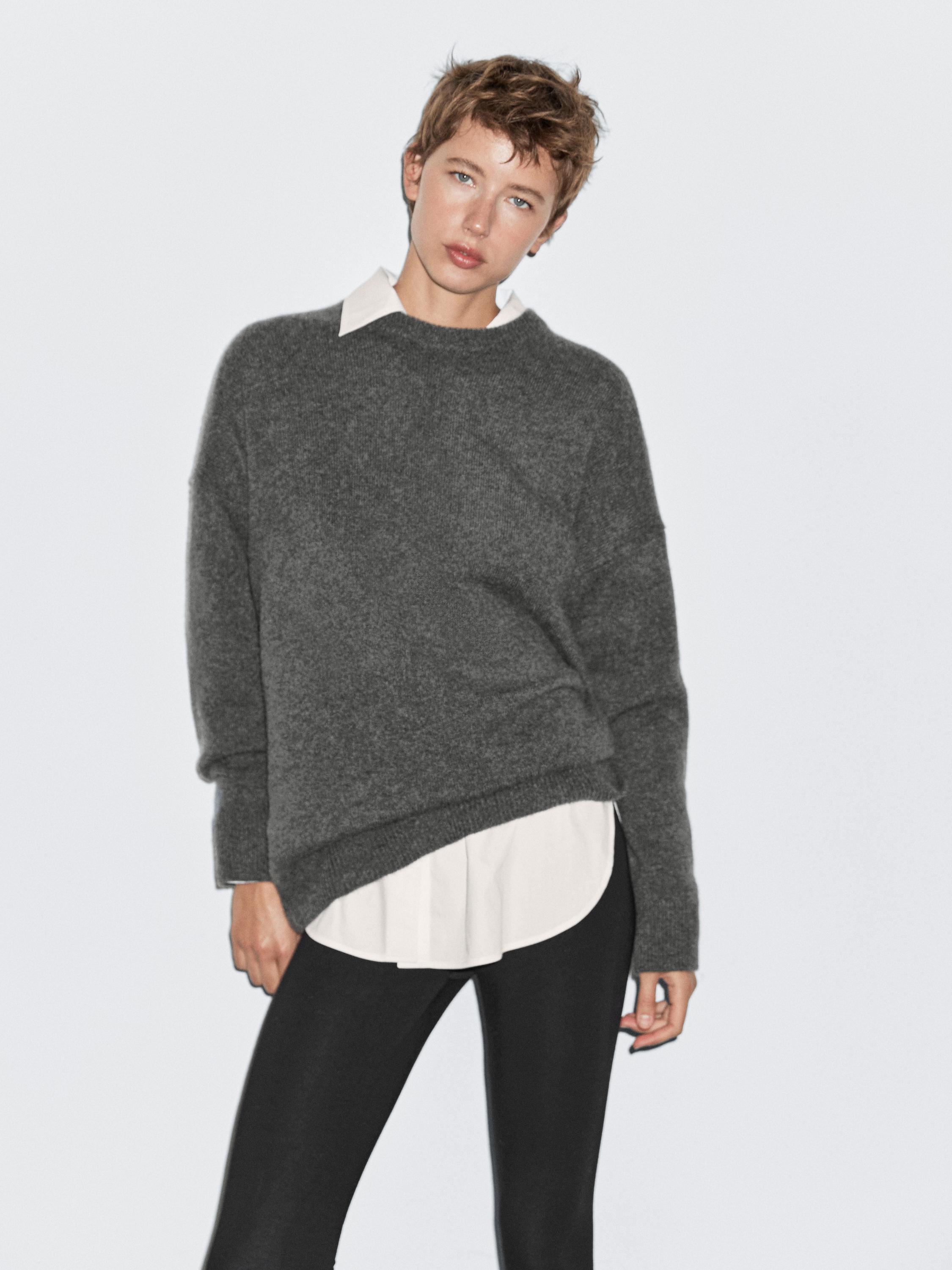 100% cashmere oversize sweater with elbow patches