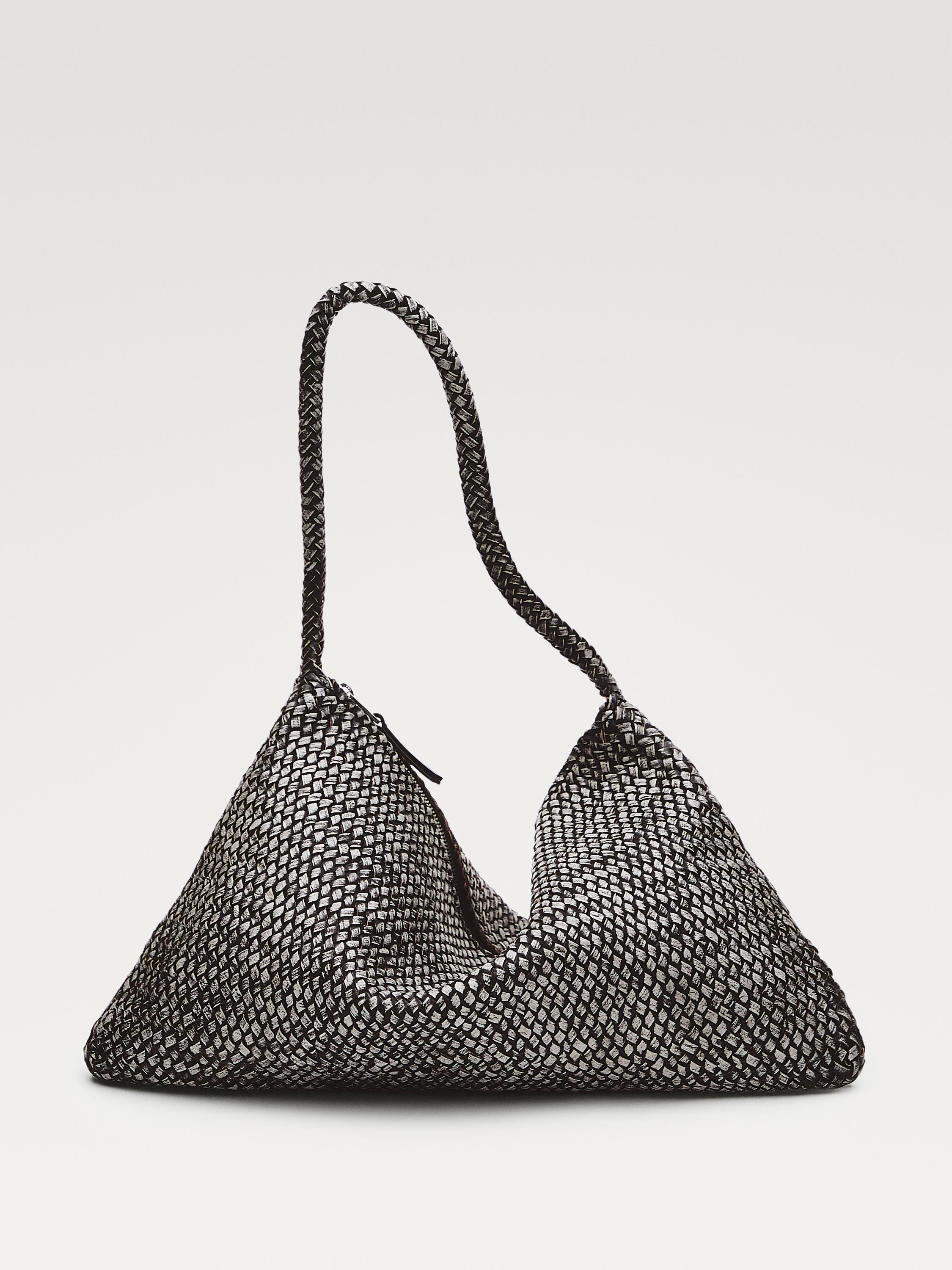 Large braided nappa leather shoulder bag