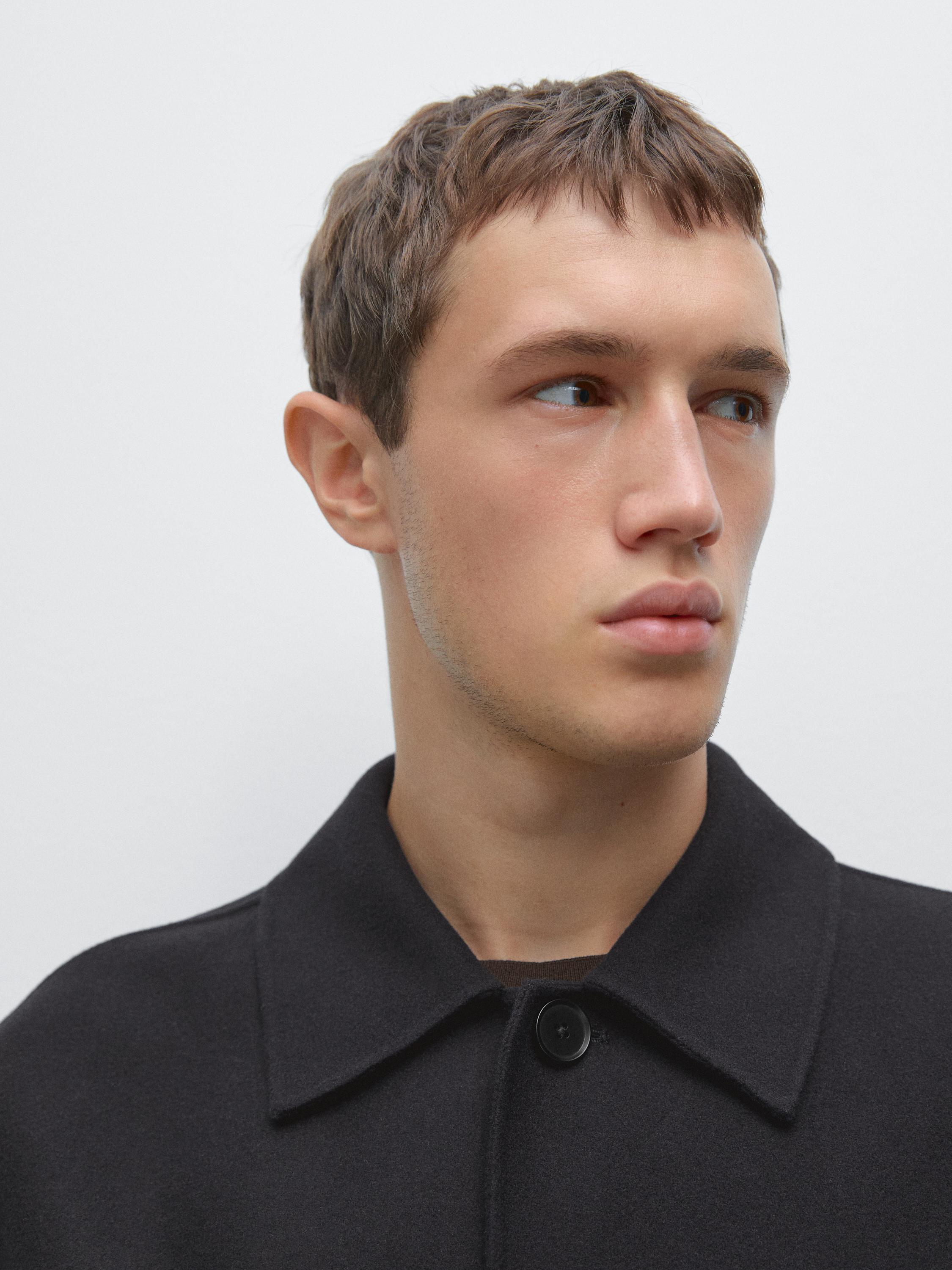 Double wool blend overshirt