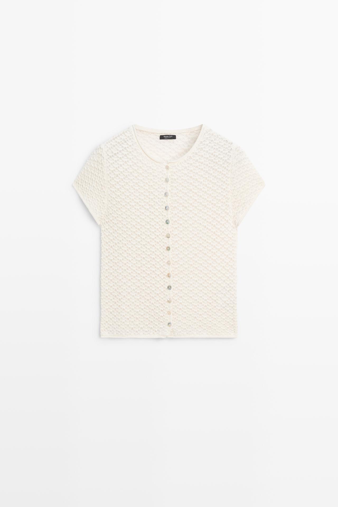 Crochet knit cardigan — CREAM