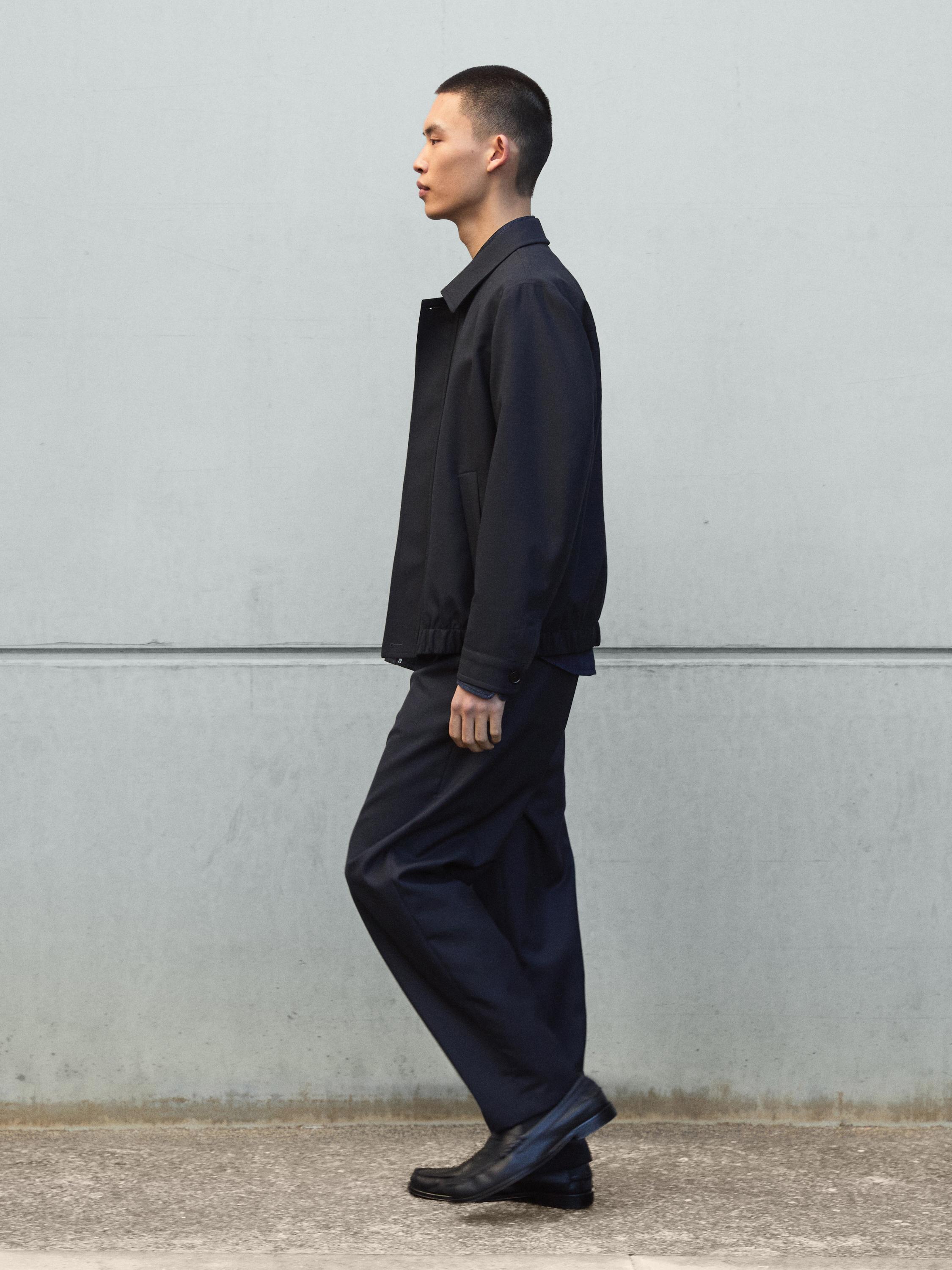 Cold wool total look jacket — NAVY BLUE