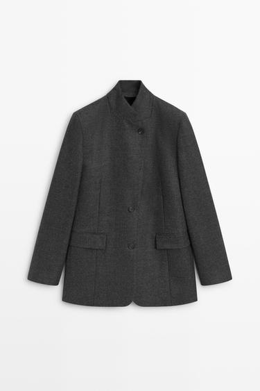 100% wool flannel suit blazer — DARK GREY 2