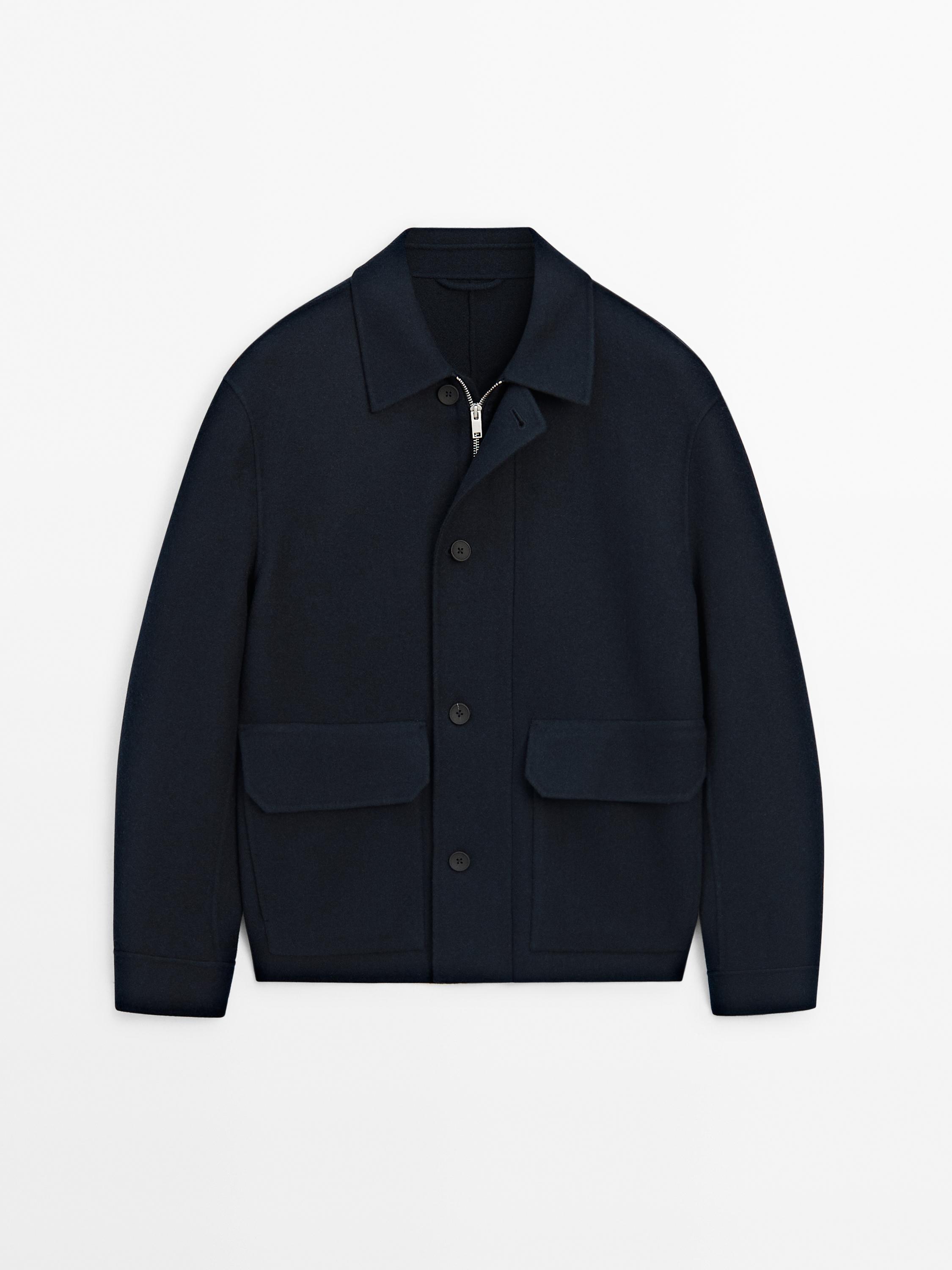 Wool blend overshirt with zip · Charcoal · Dressy | Massimo Dutti