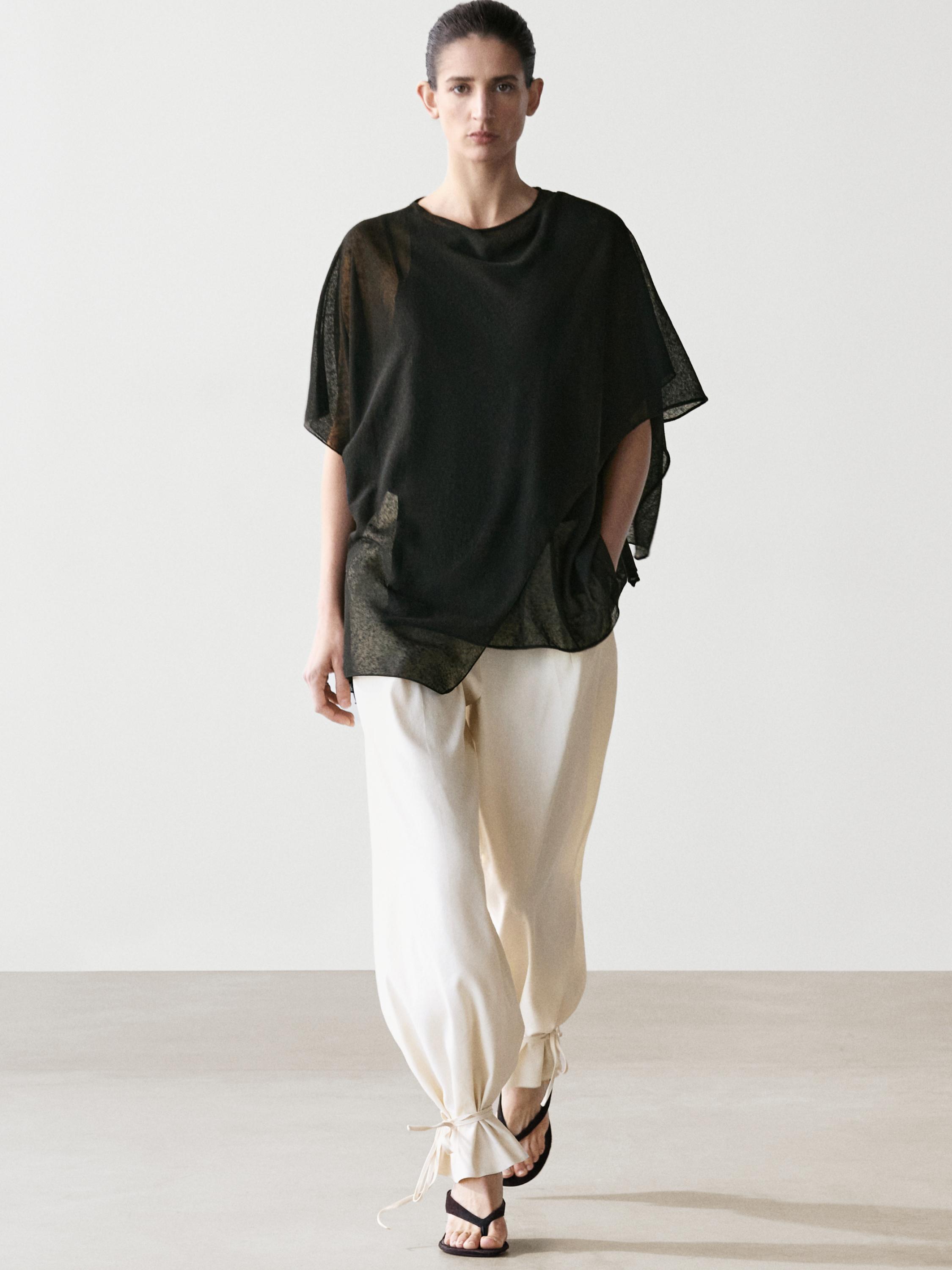 Surplice linen blend cape top