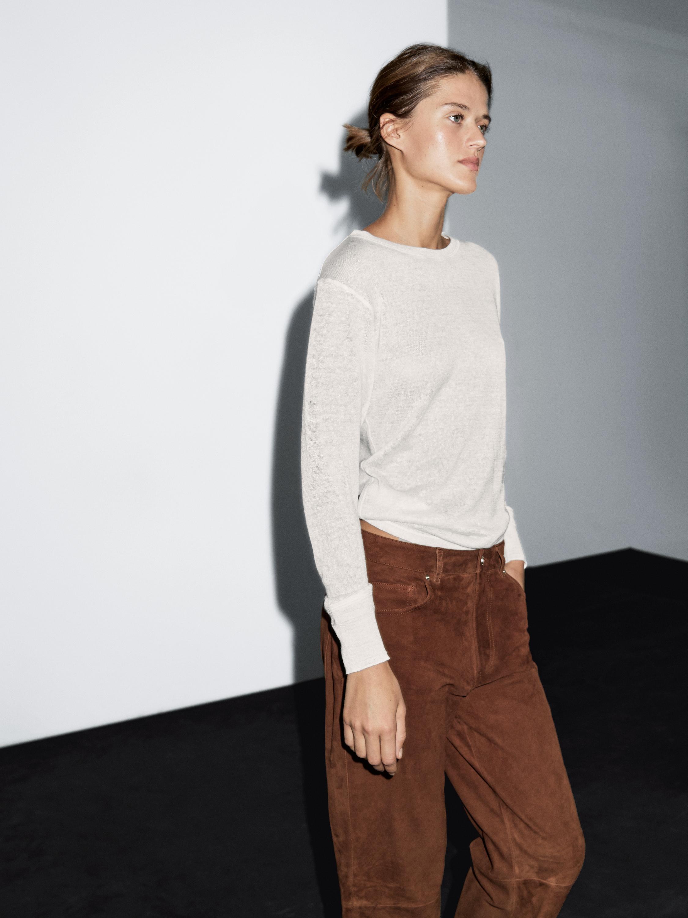 Suede leather trousers