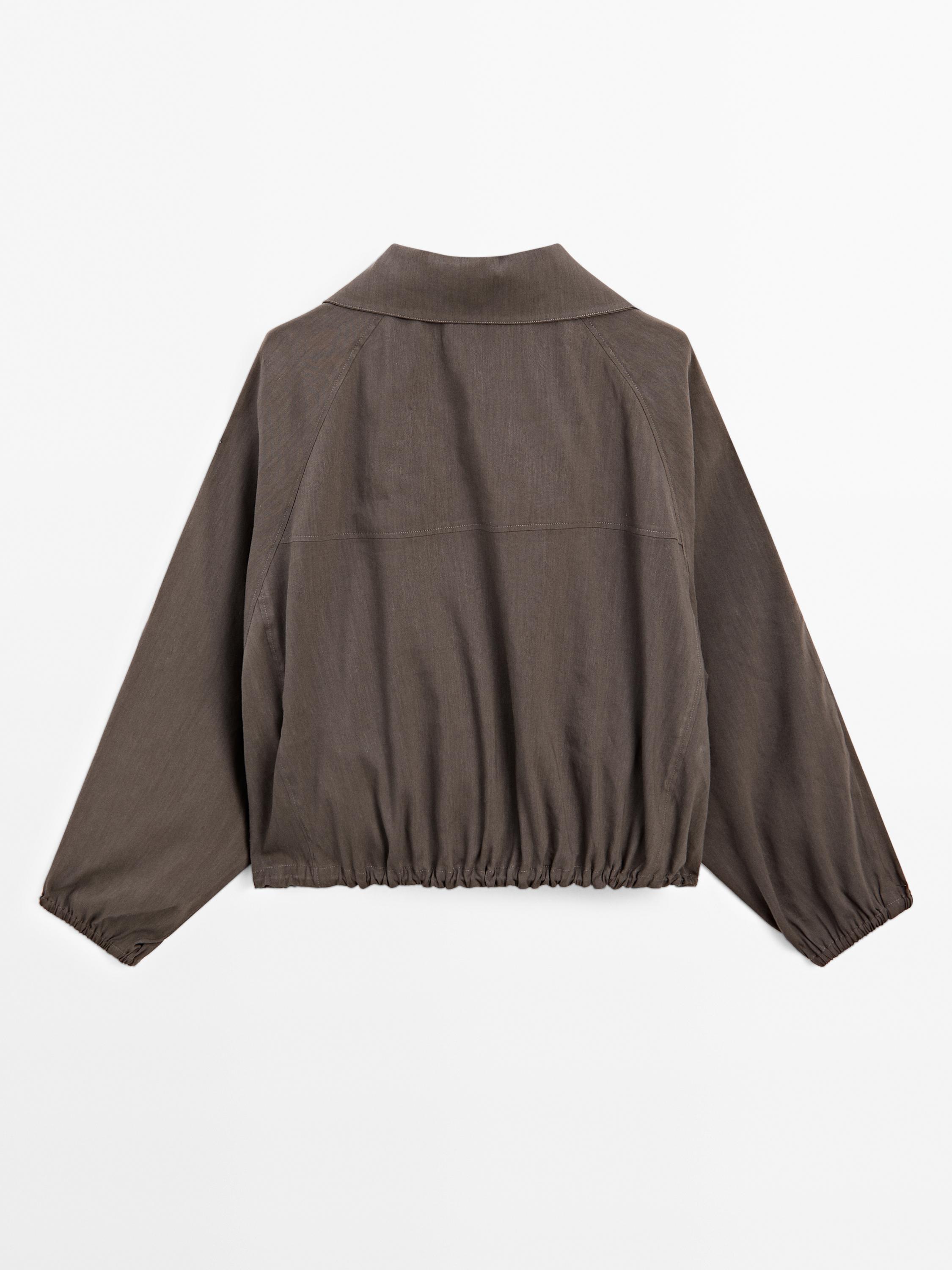 Bomber bunda z ľanovej zmesi