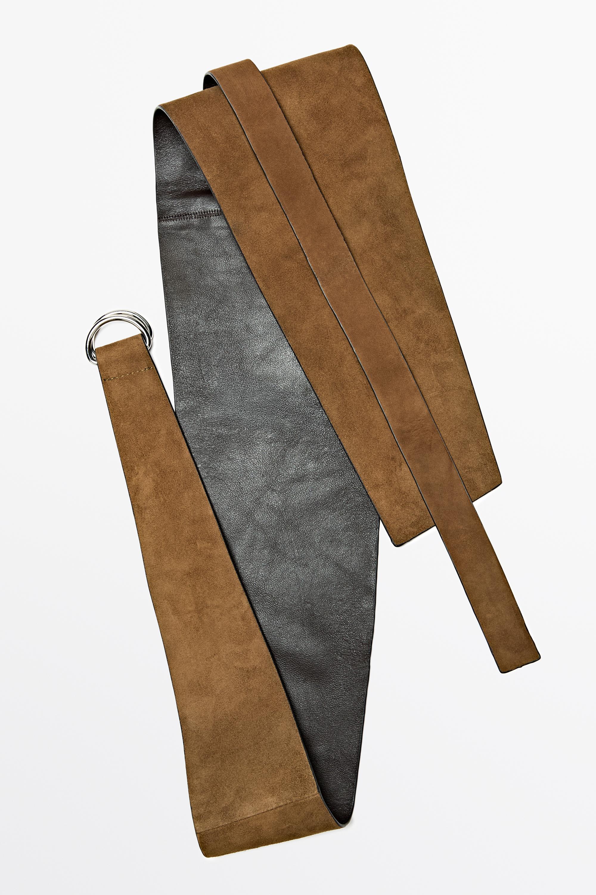 Split leather sash belt — SAND