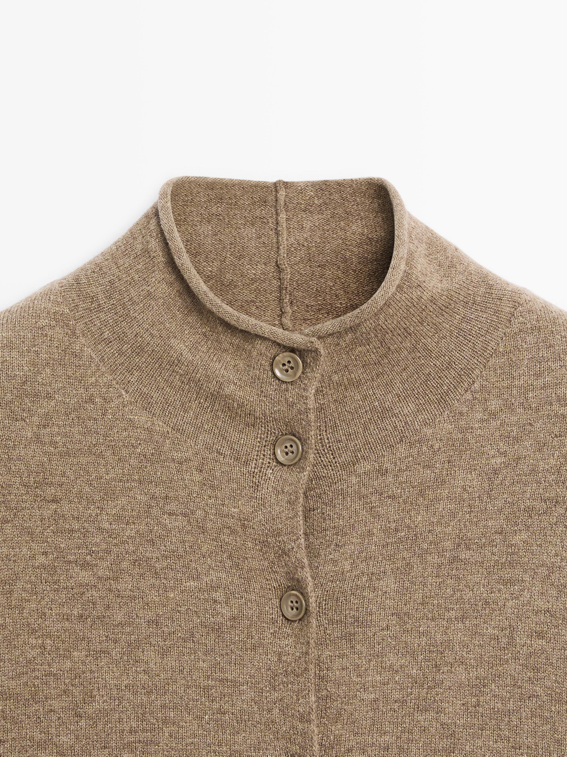 Cardigan à col montant 100 % laine