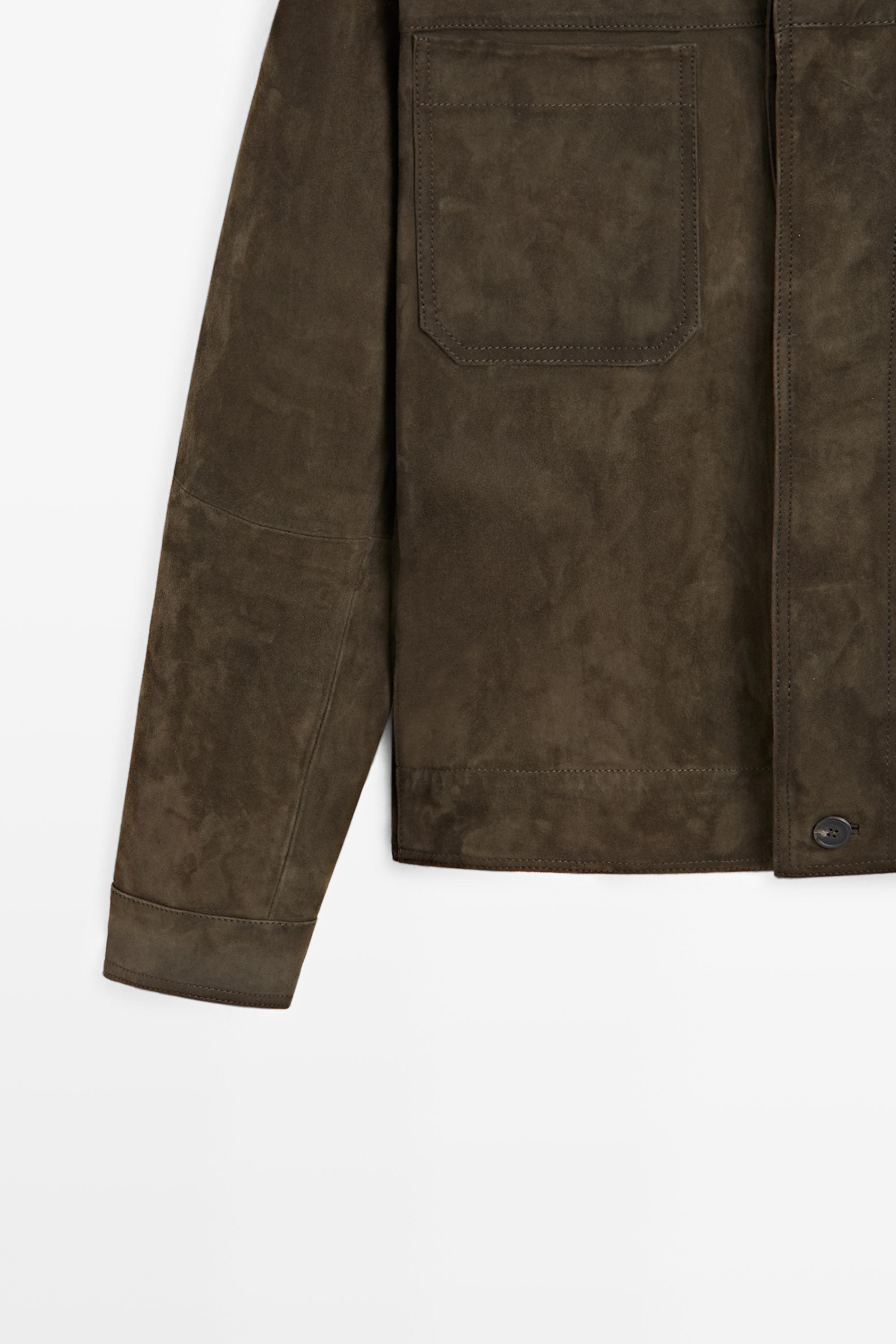 Massimo Dutti Süet deri relaxed fit ceket görsel 2