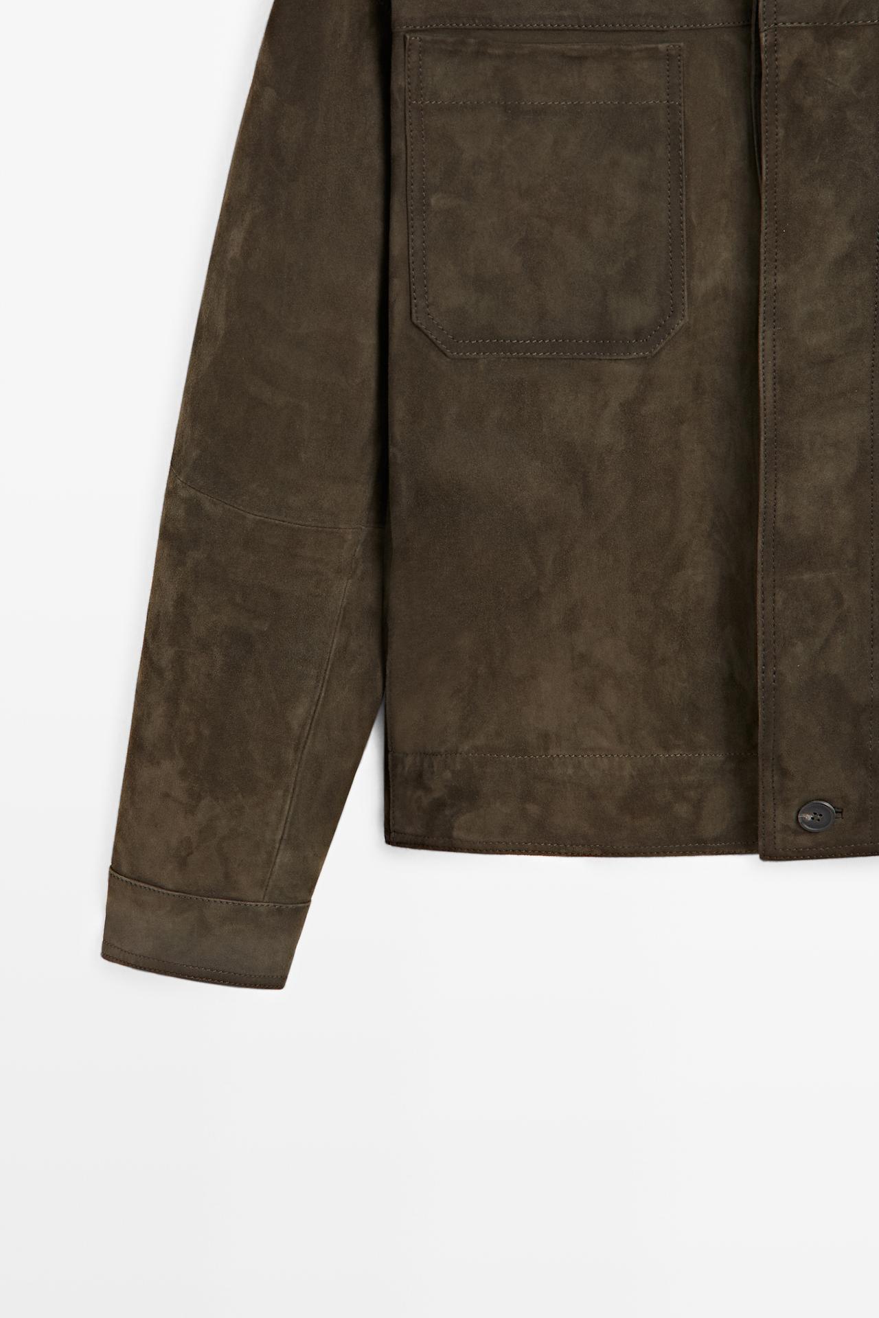Relaxed fit Suede jacket — KHAKI