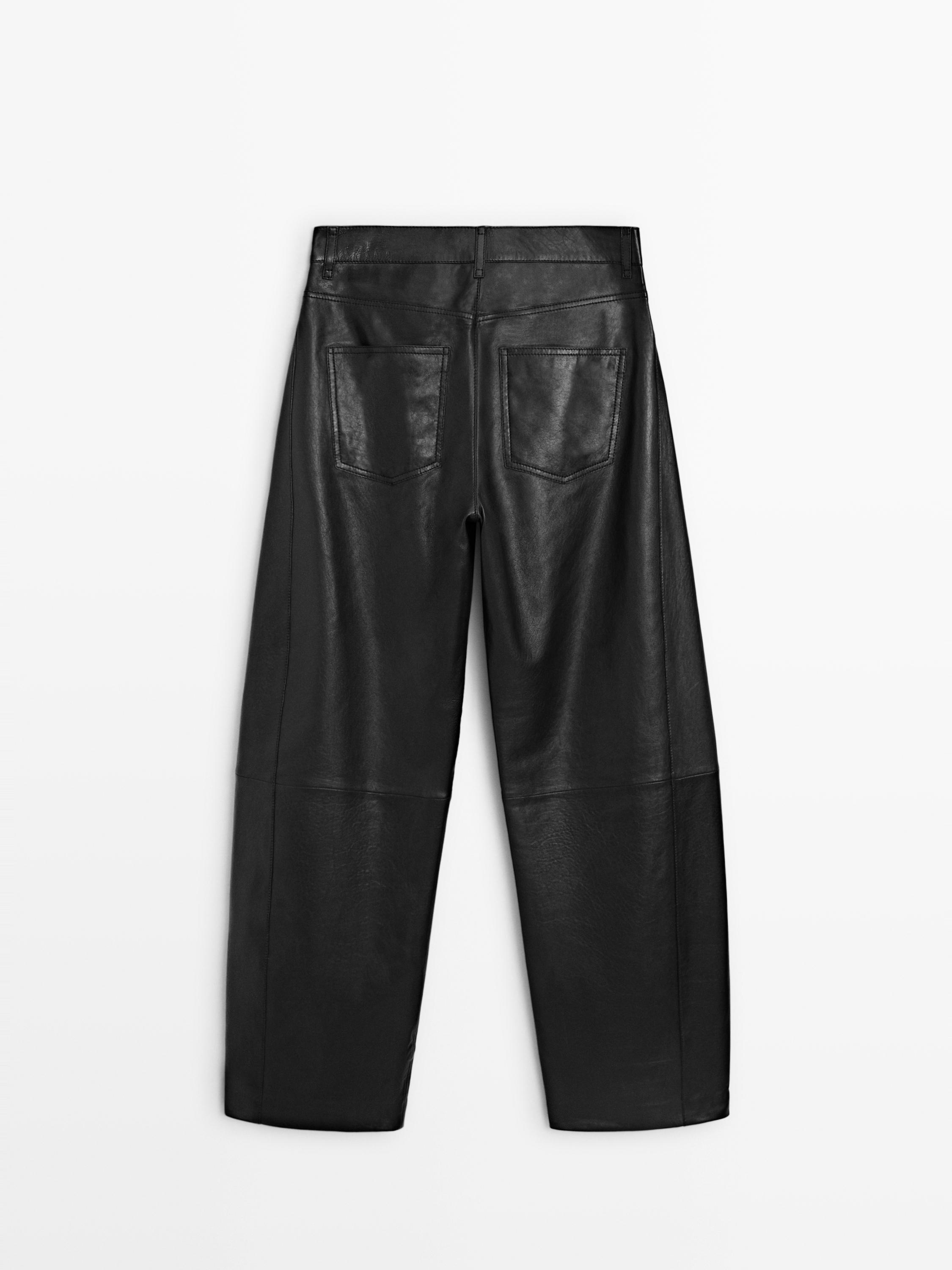 Balloon fit nappa leather trousers — BLACK