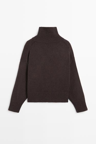 100% wool oversize knit sweater — BROWN 6