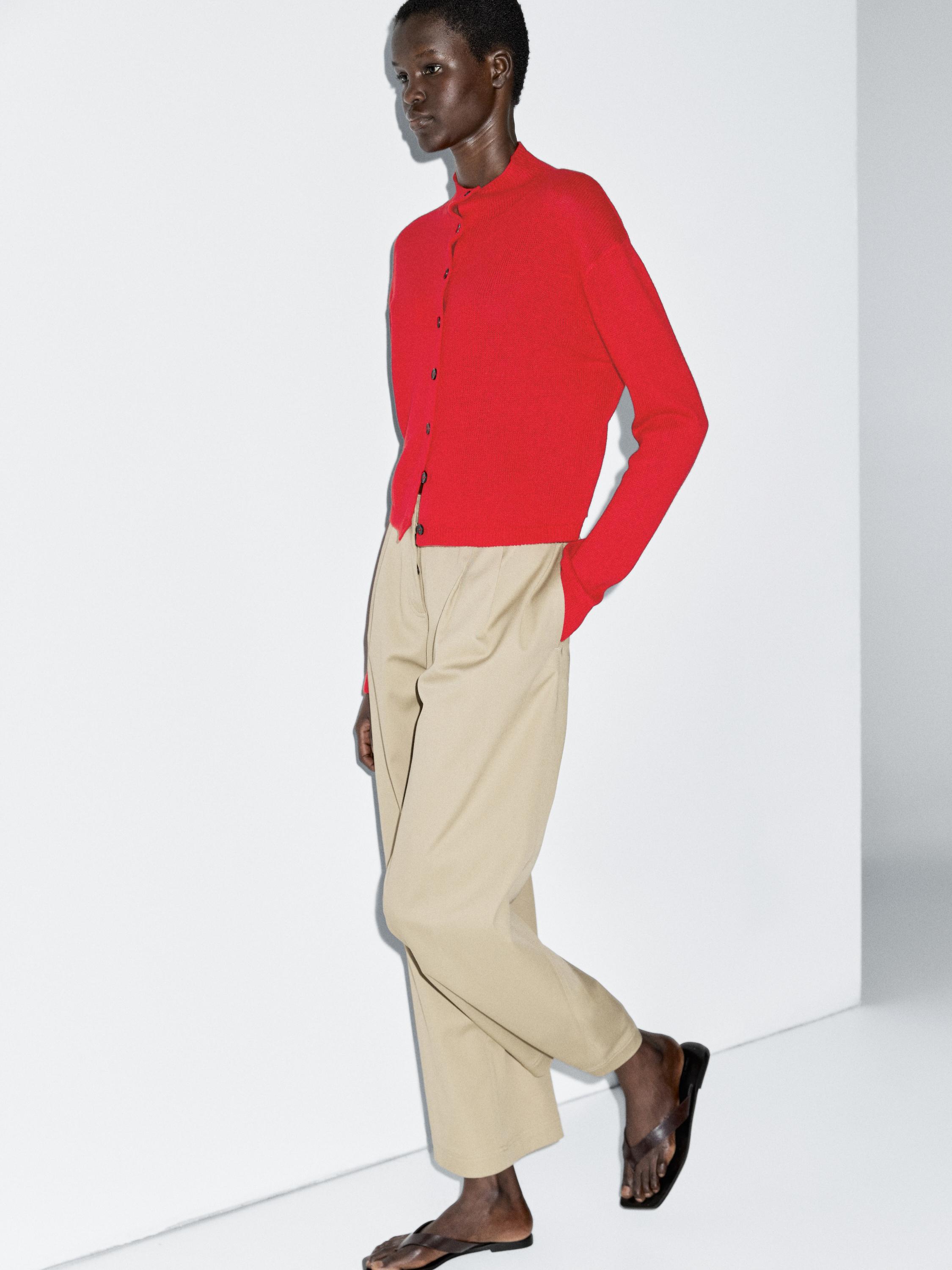 Càrdigan punt coll perkins llana lli