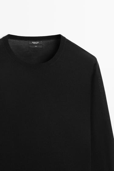 100% wool knit round neck sweater — BLACK 9