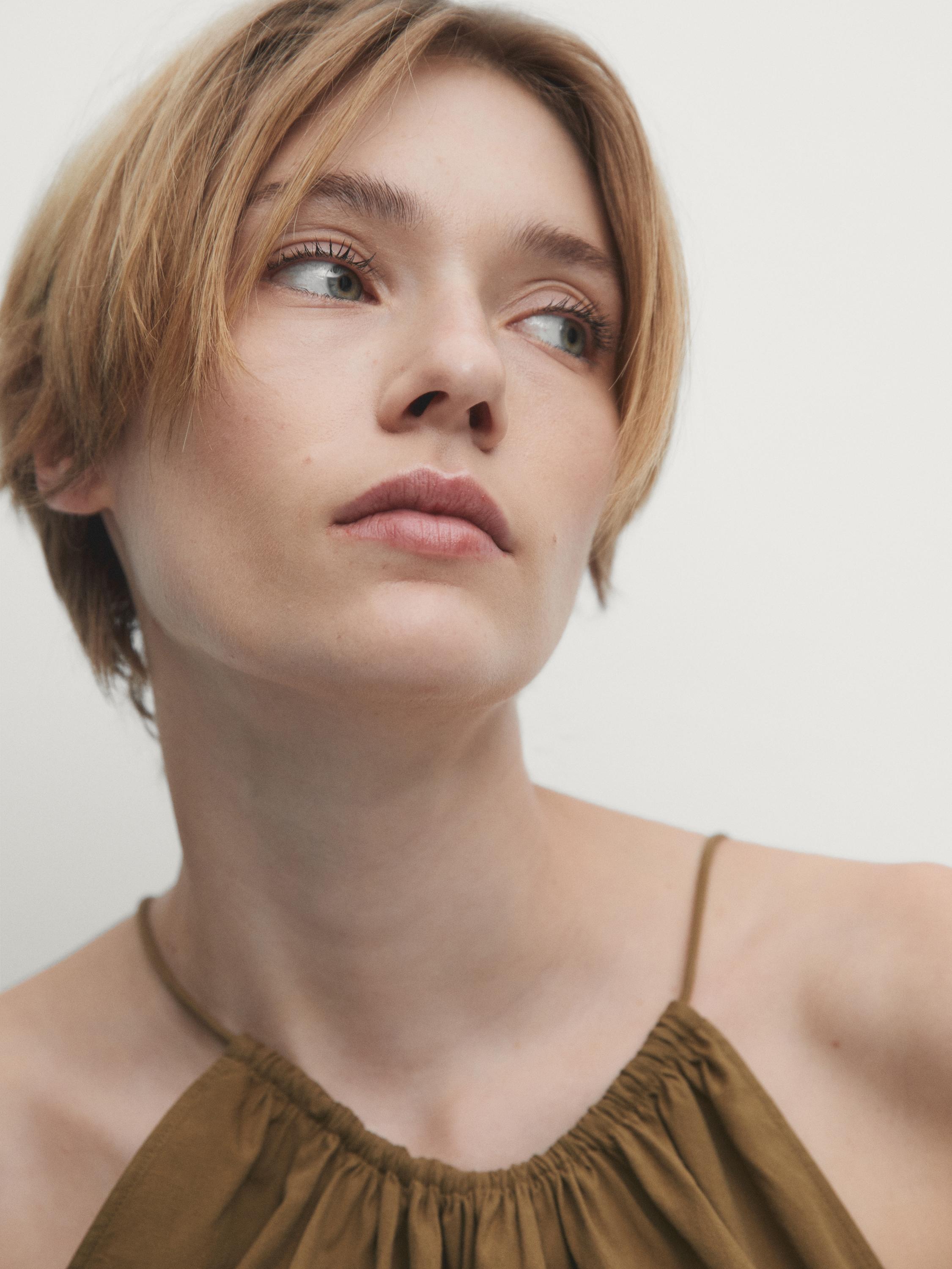 Top en coton froncé, ensemble