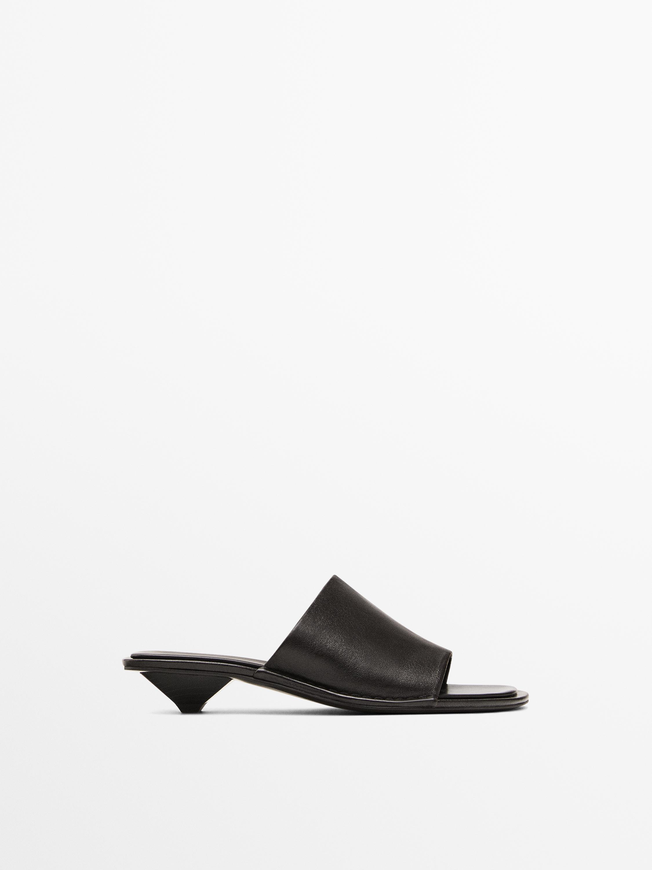 Soft high-heel slide sandals