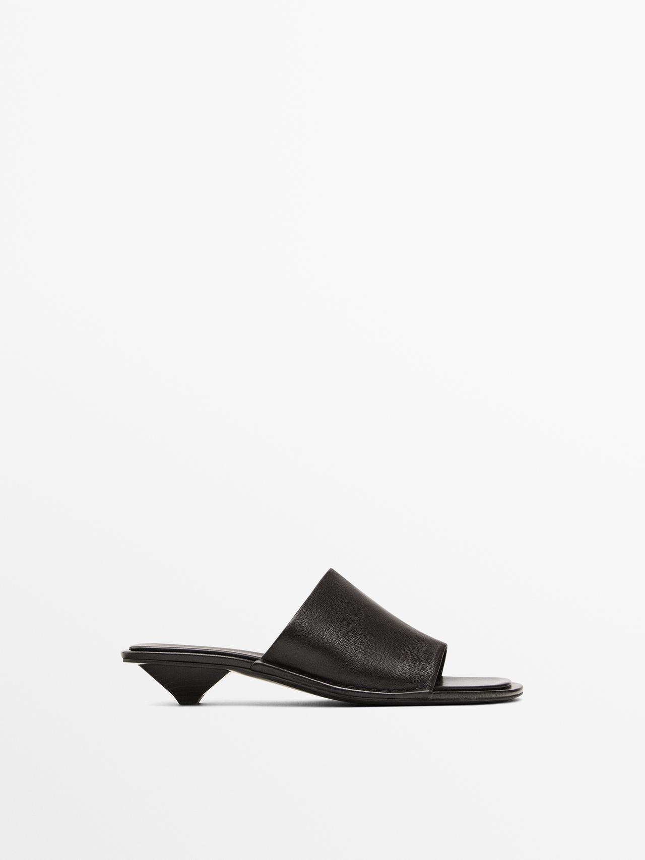 Massimo Dutti - Dame - Bløde, Højhælede Stik-I-Sandaler - Brun - 37