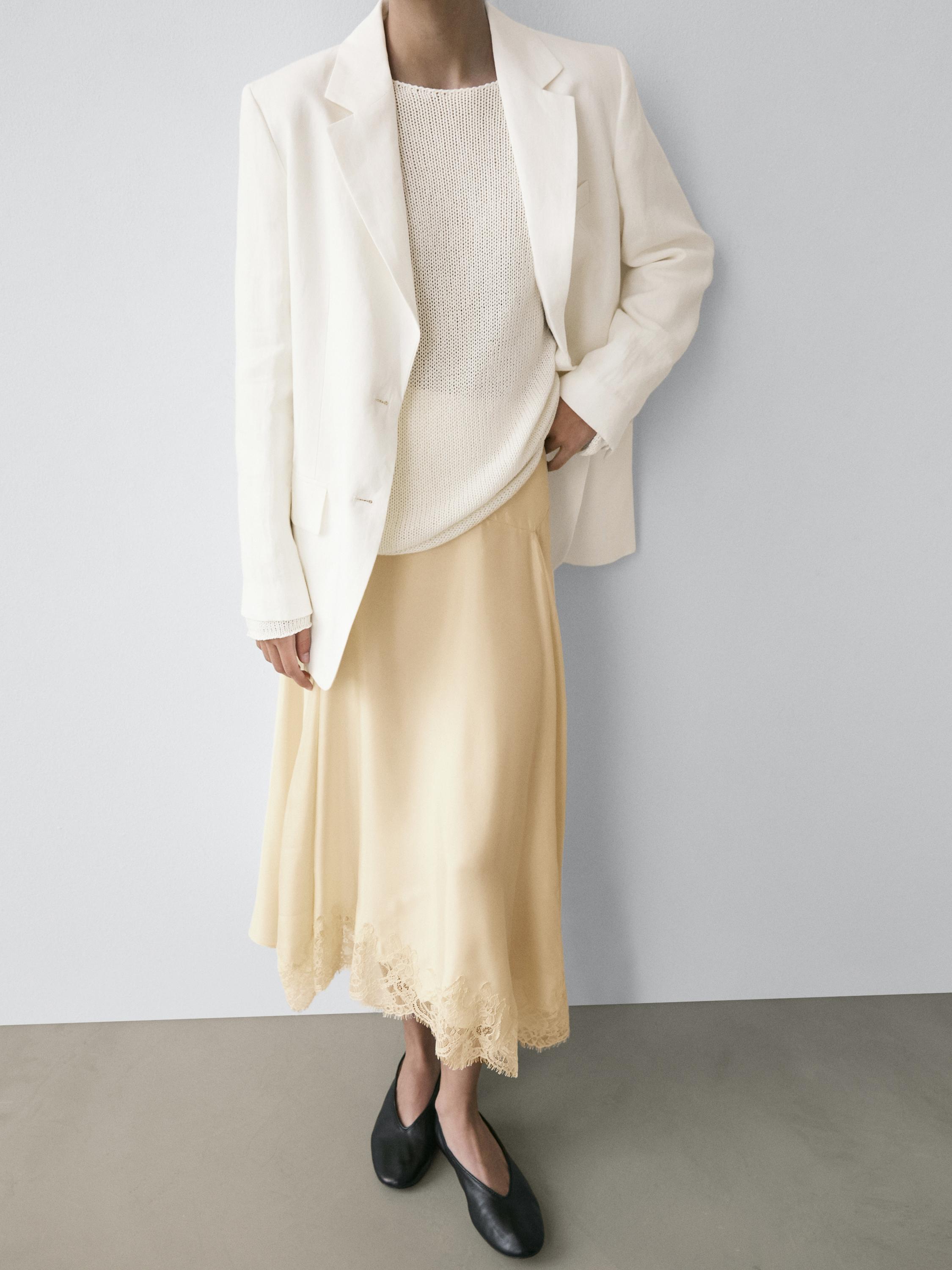 Cotton blend cutwork sweater — CREAM