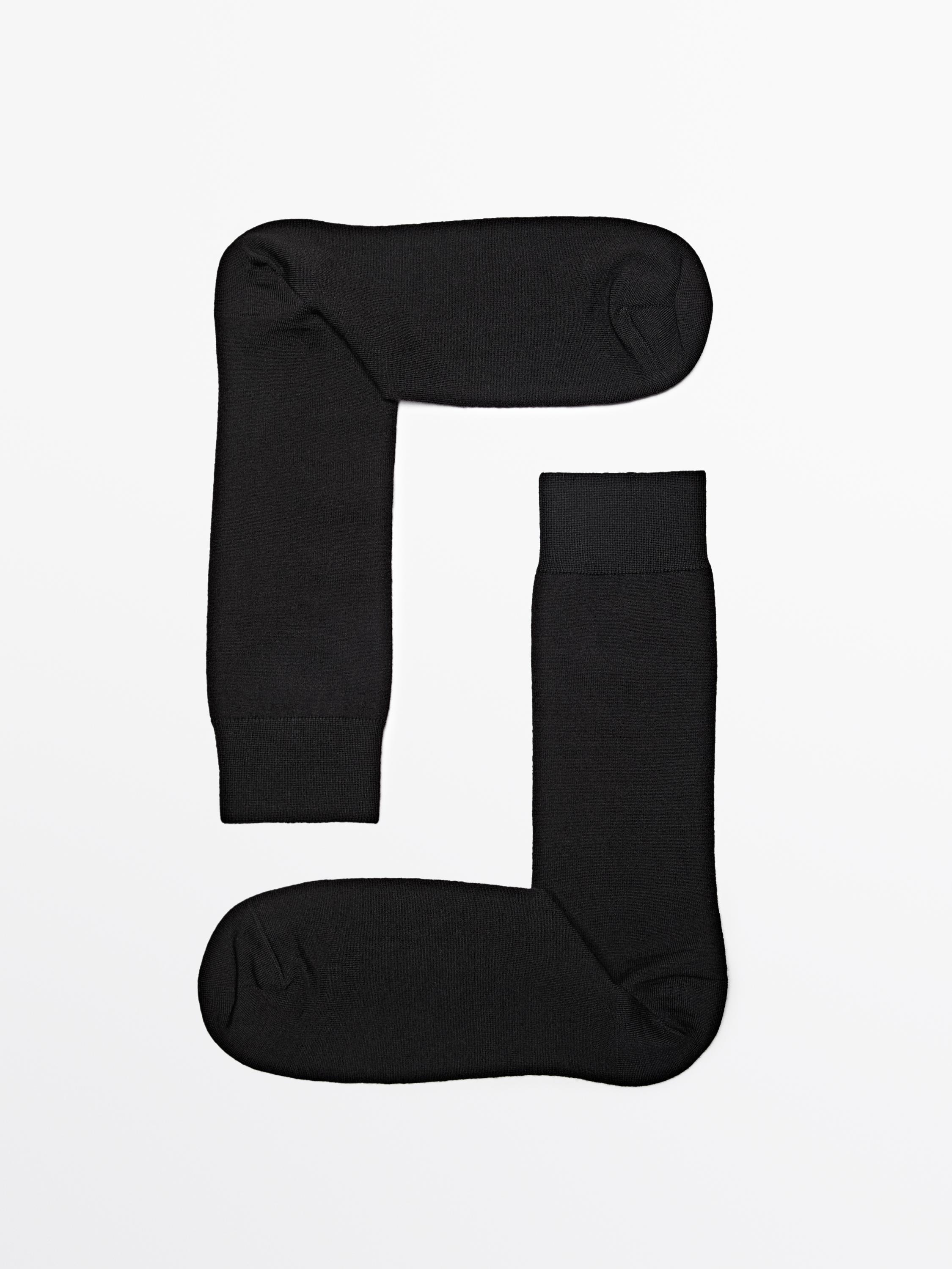 Plain wool blend knit socks