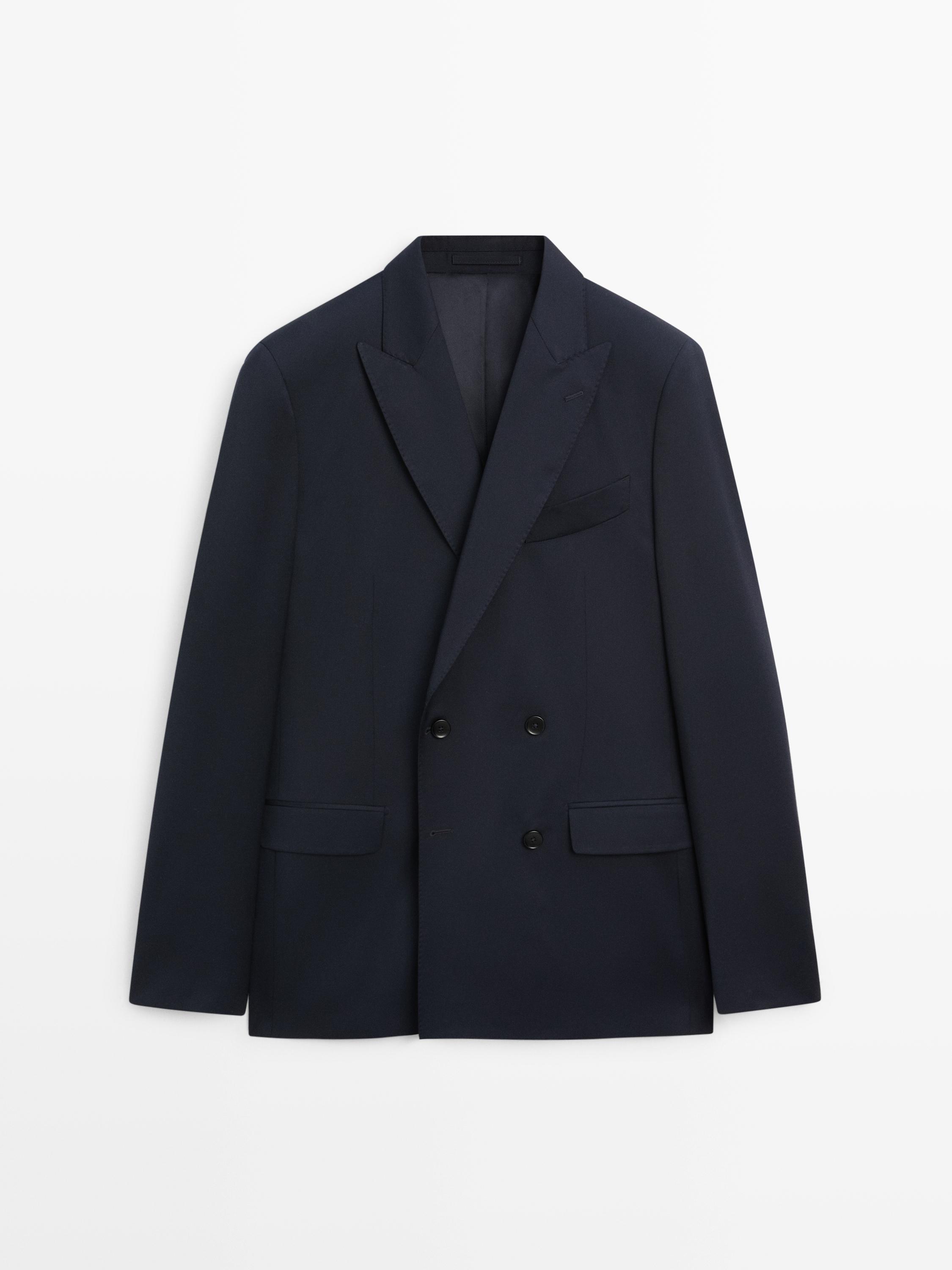 Kruvaze soğuk yün klasik blazer